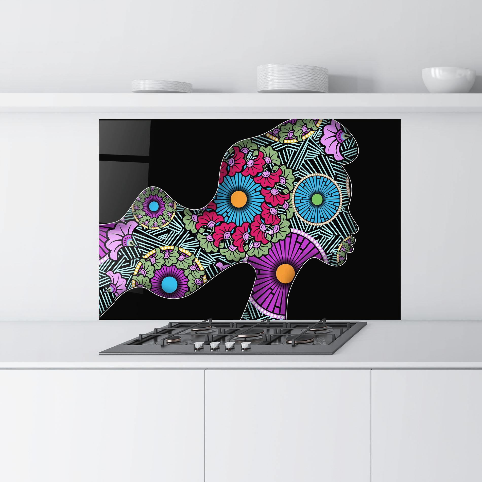 Konyhai üveg hátfal Colorful Shilouette mockup 9