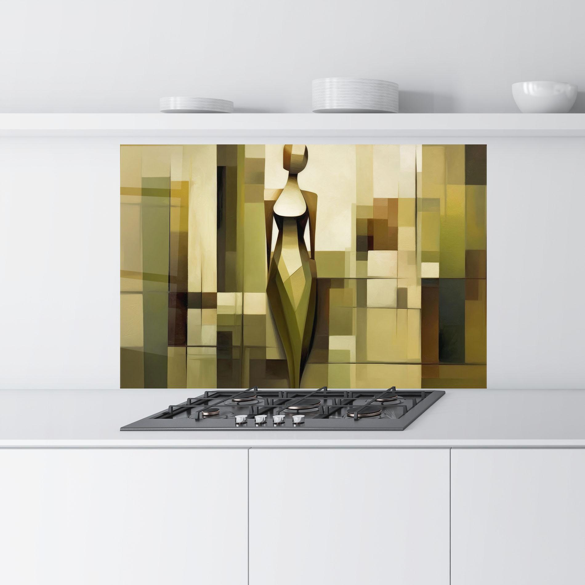 Konyhai üveg hátfal Olive Green Shilouete mockup 9