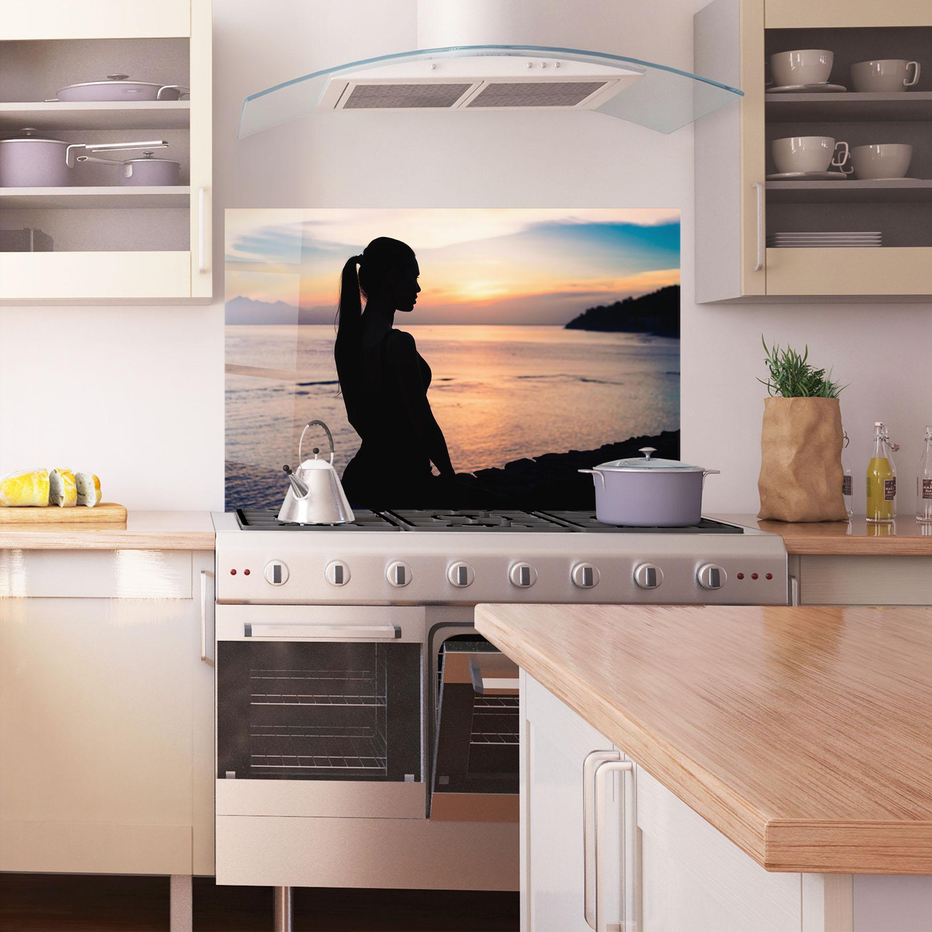 Konyhai üveg hátfal Beach Pretty View mockup 1