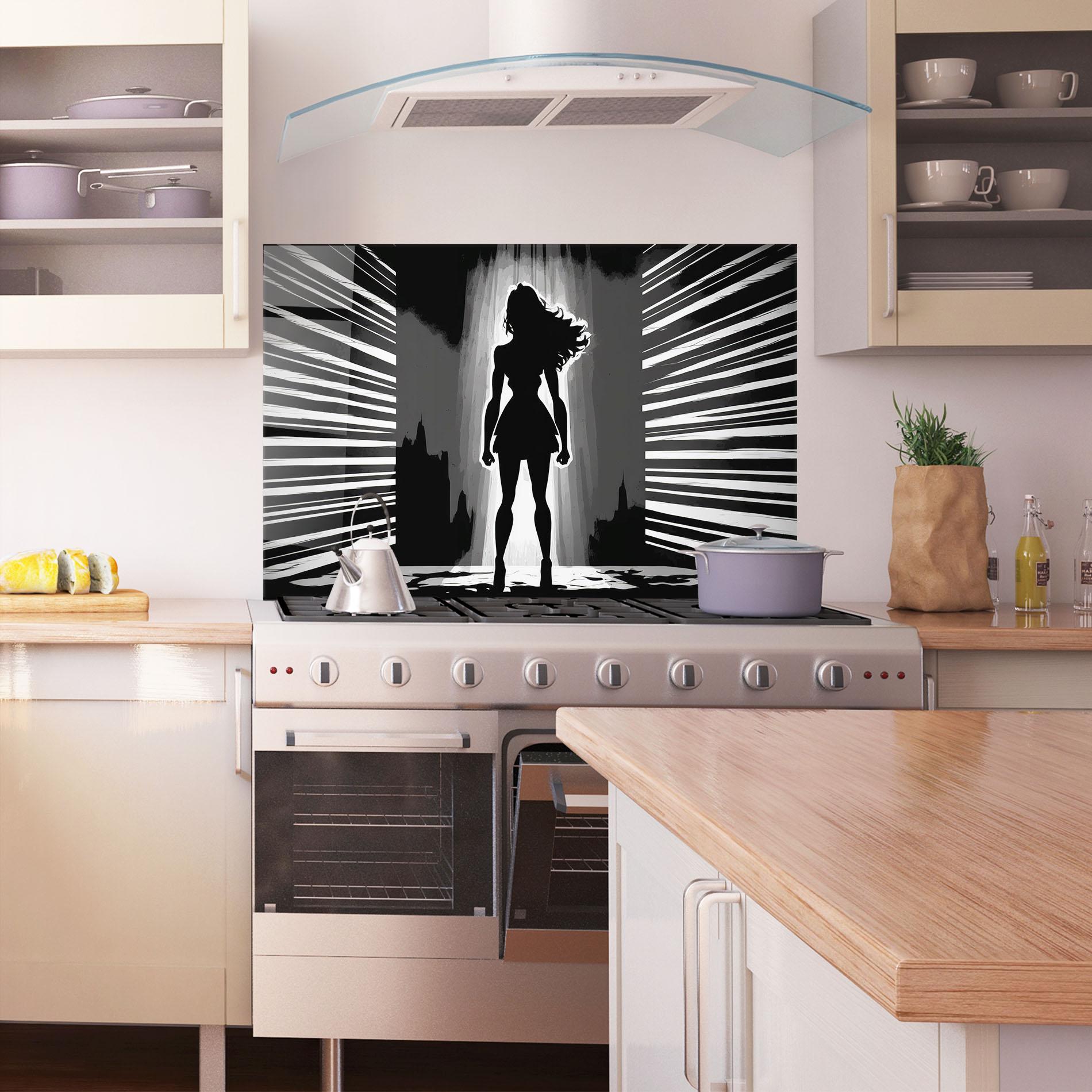 Konyhai üveg hátfal Dark Girl Power mockup 1