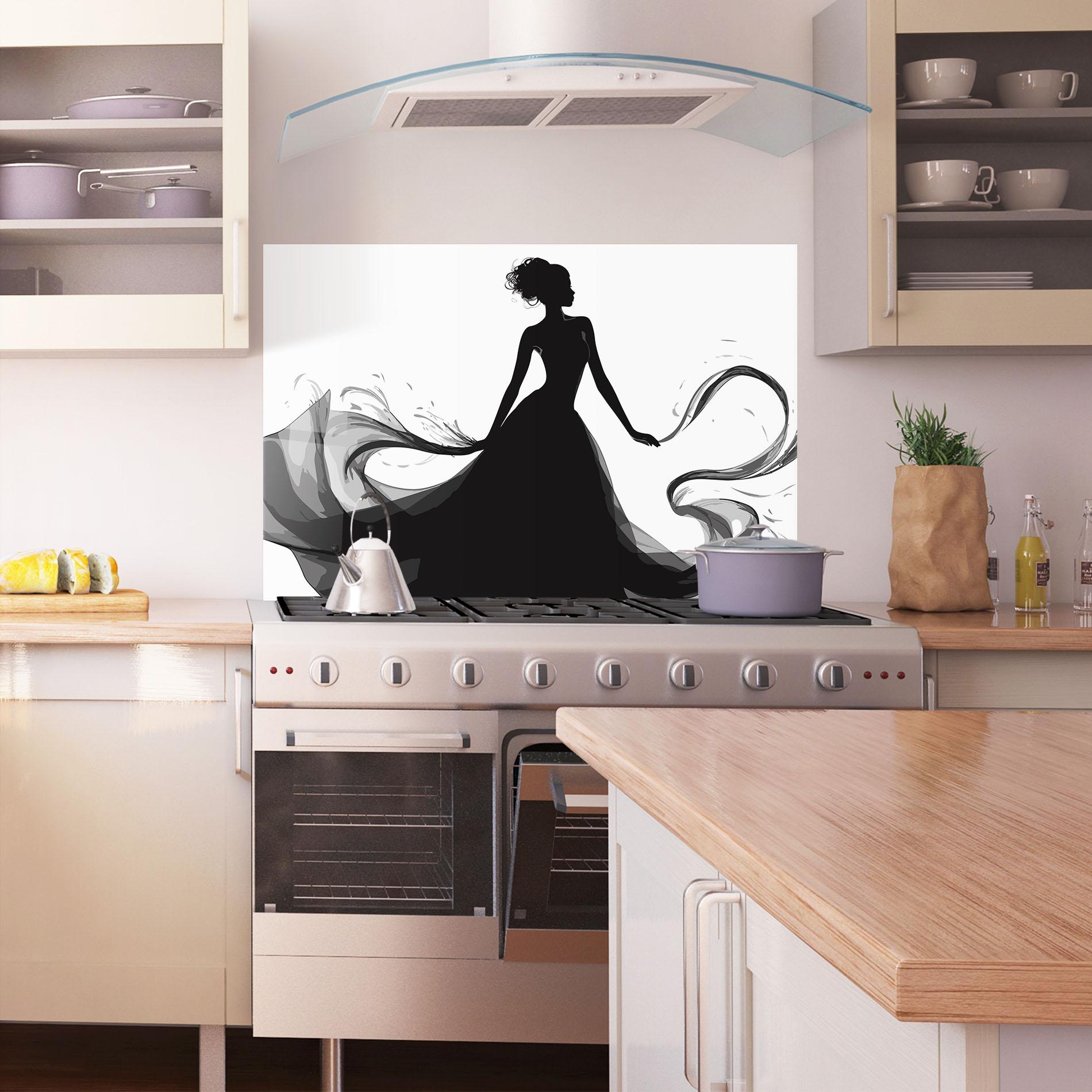 Konyhai üveg hátfal Pretty Black Dress mockup 1