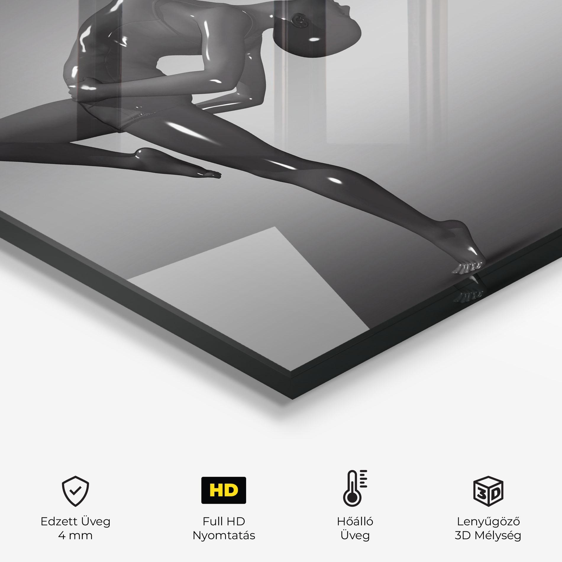 Konyhai üveg hátfal Black Glossy Female Dancer mockup 2