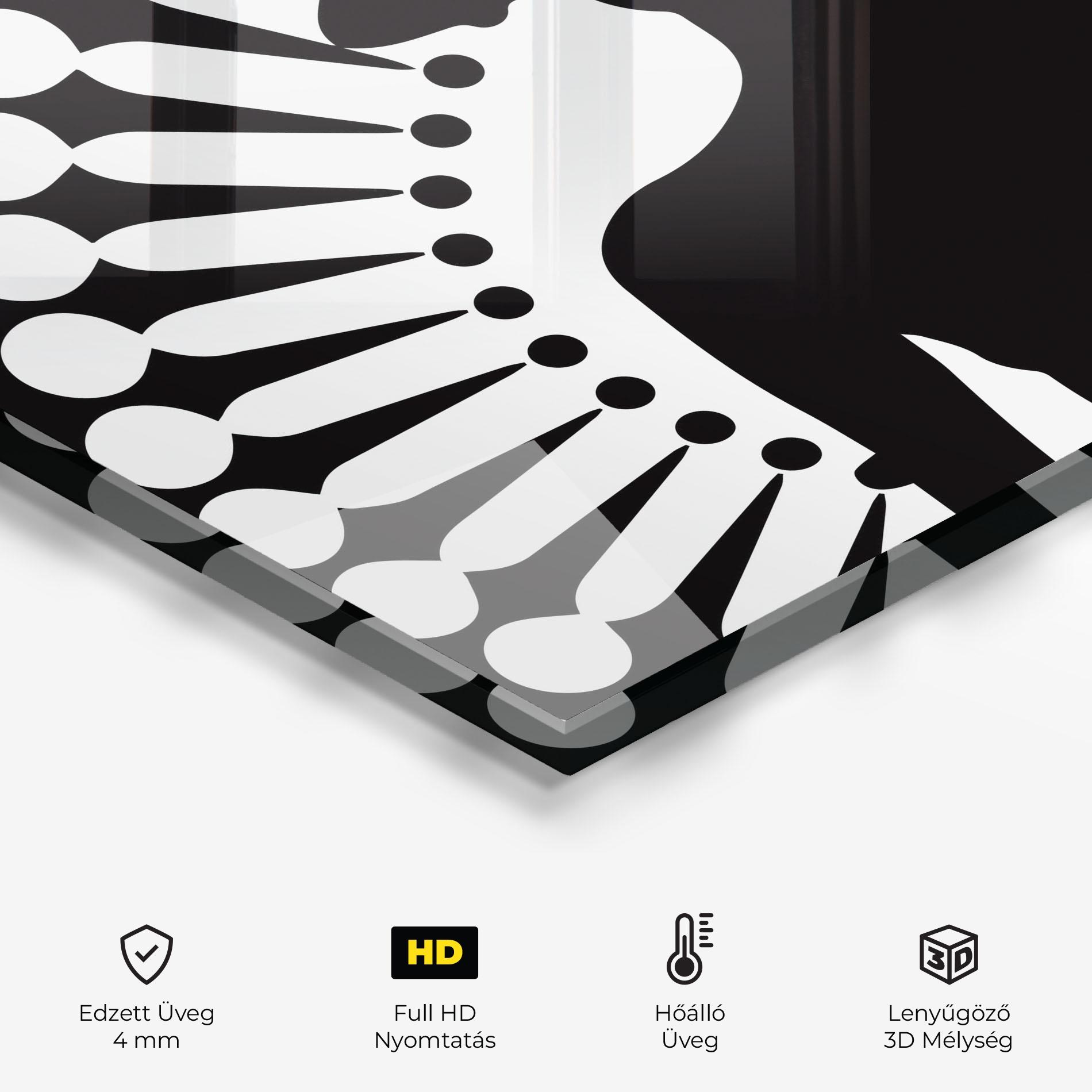 Konyhai üveg hátfal Black Shilouette Lady mockup 2