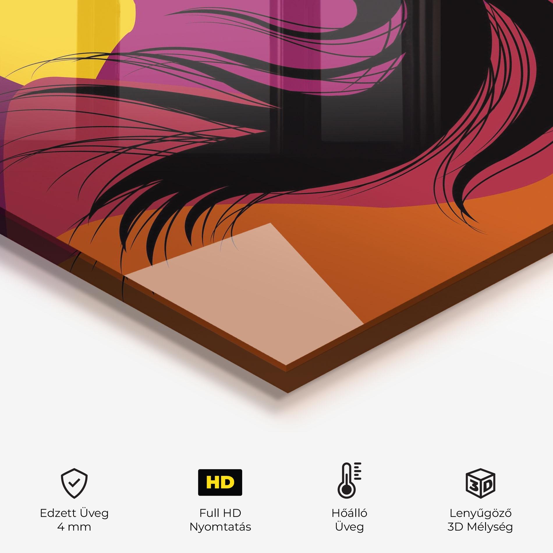 Konyhai üveg hátfal Long Hair Silhouette mockup 2