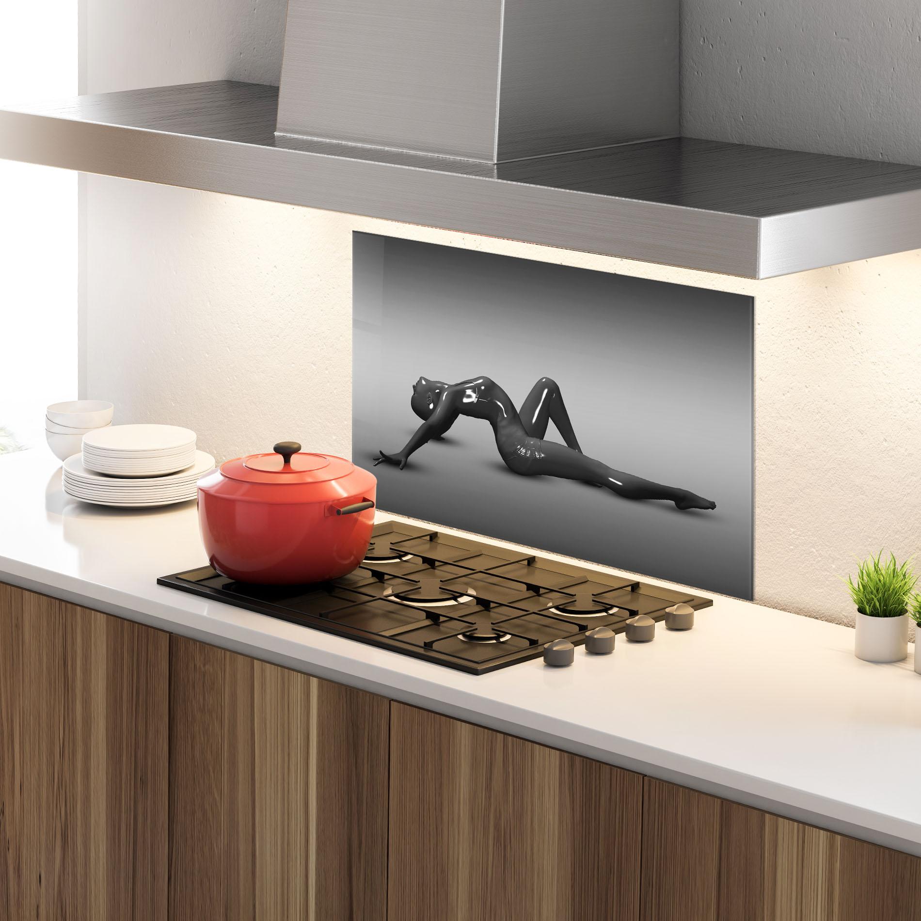 Konyhai üveg hátfal 3d Black Female mockup 4