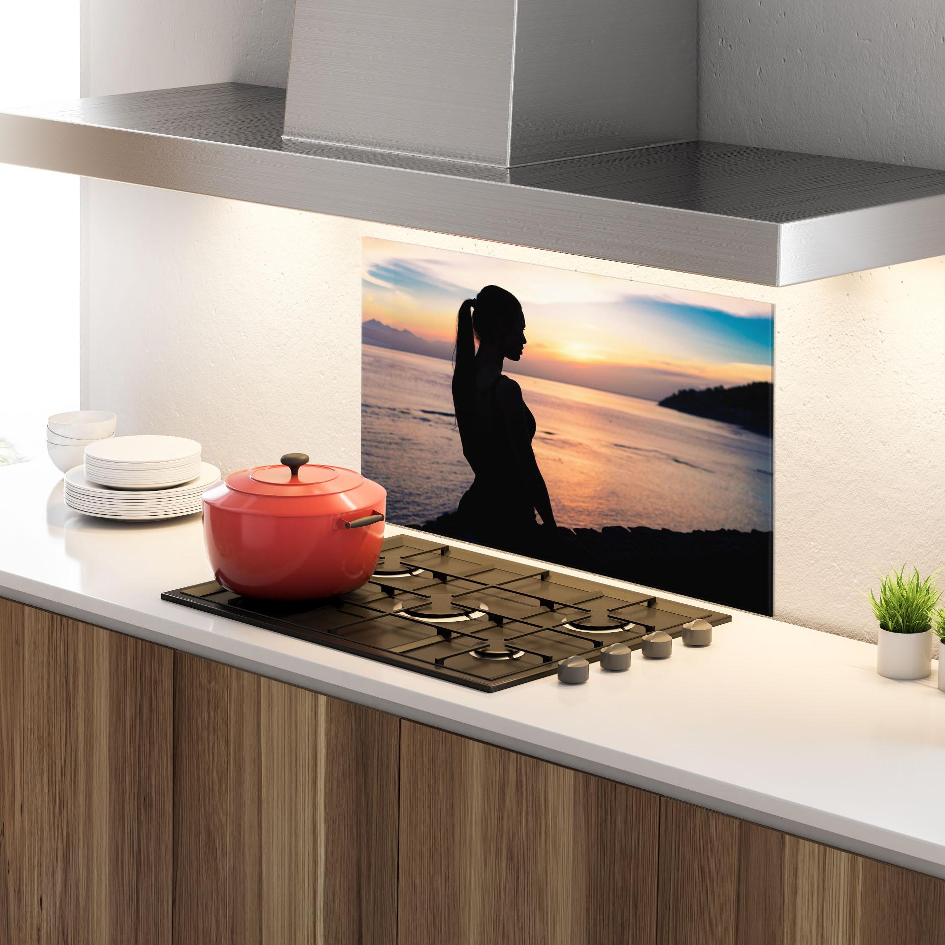 Konyhai üveg hátfal Beach Pretty View mockup 4