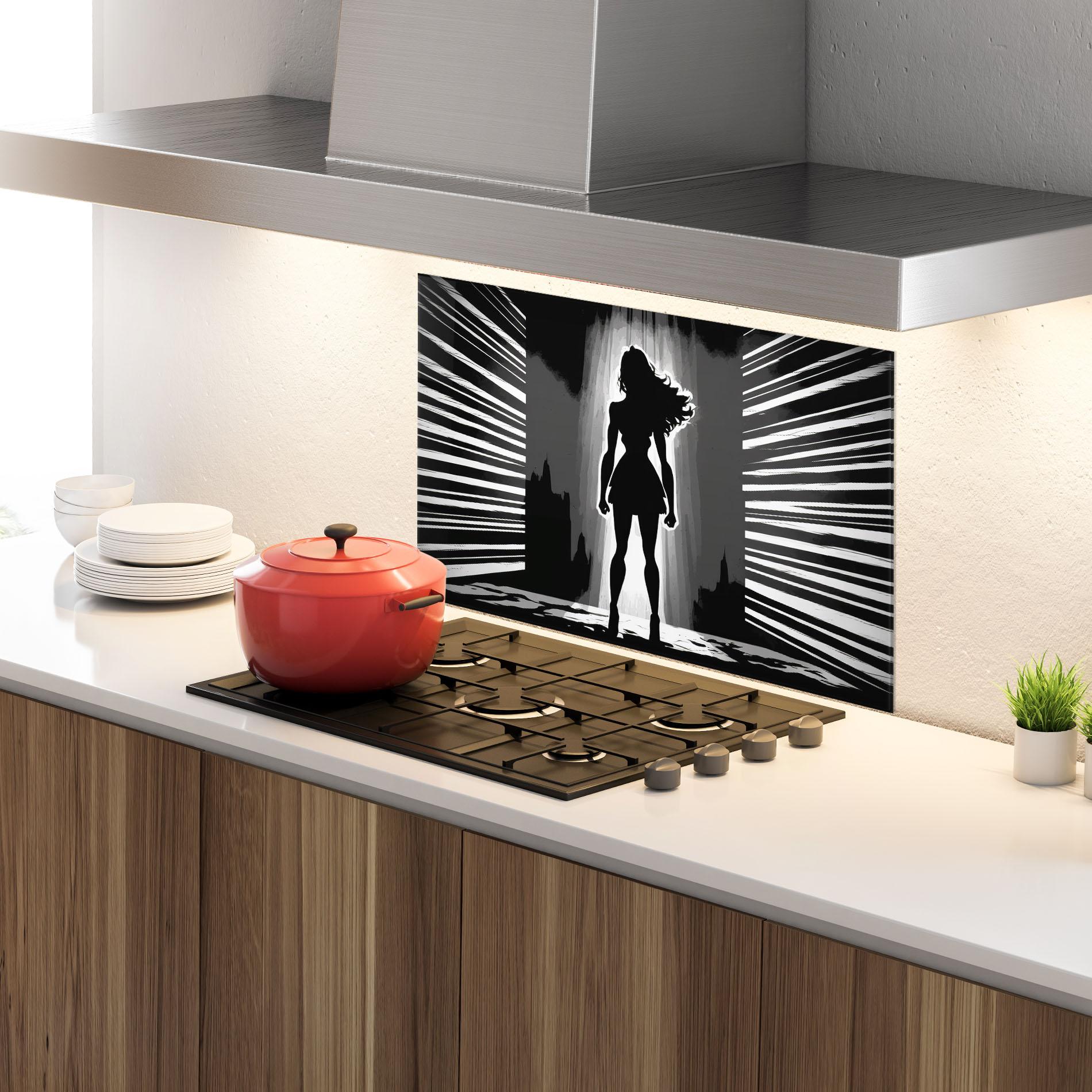 Konyhai üveg hátfal Dark Girl Power mockup 4