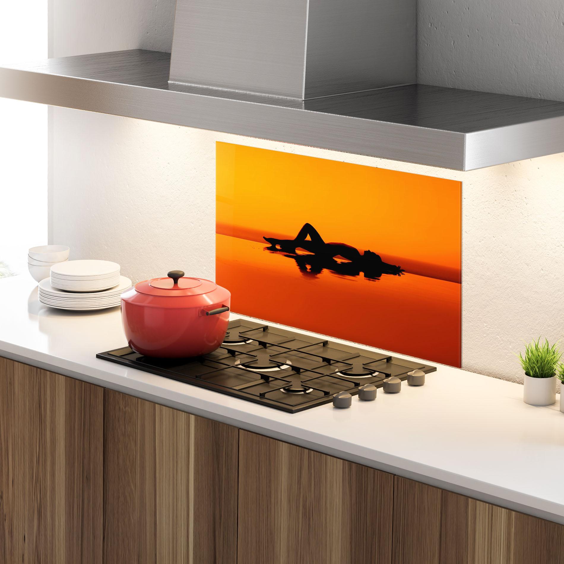 Konyhai üveg hátfal Pool Sunset mockup 4