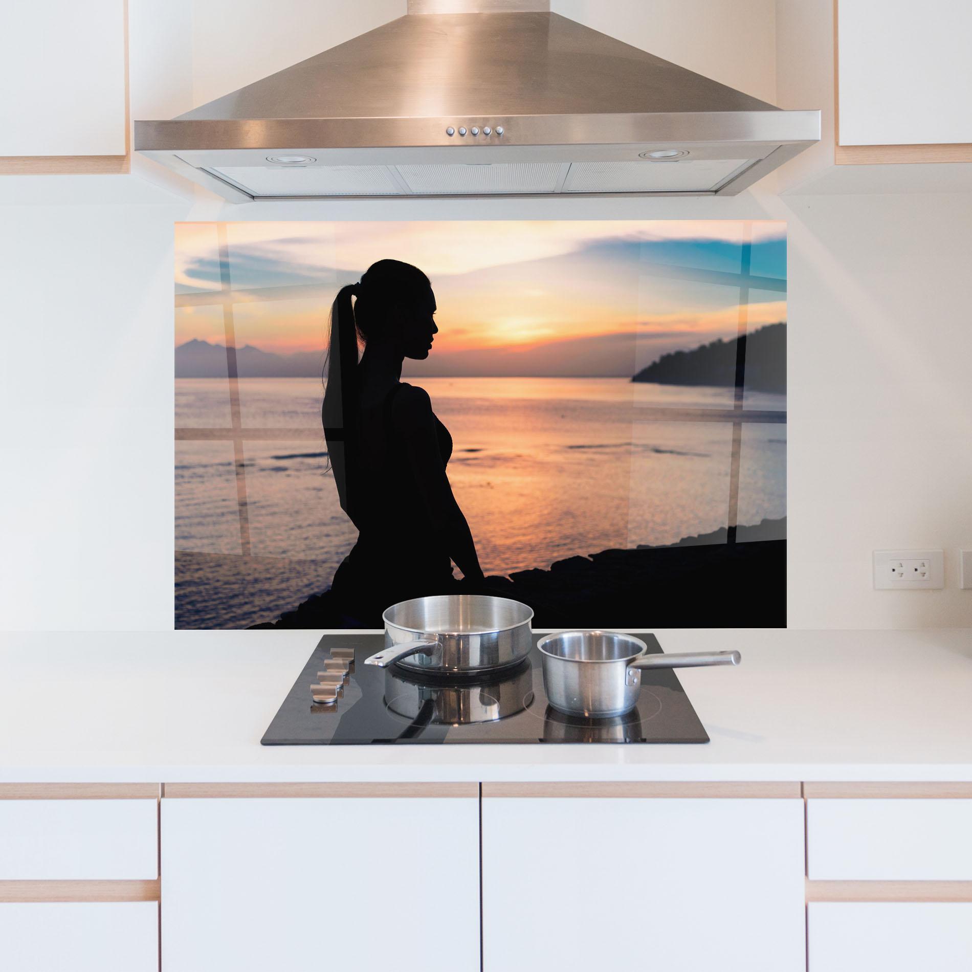 Konyhai üveg hátfal Beach Pretty View mockup 5