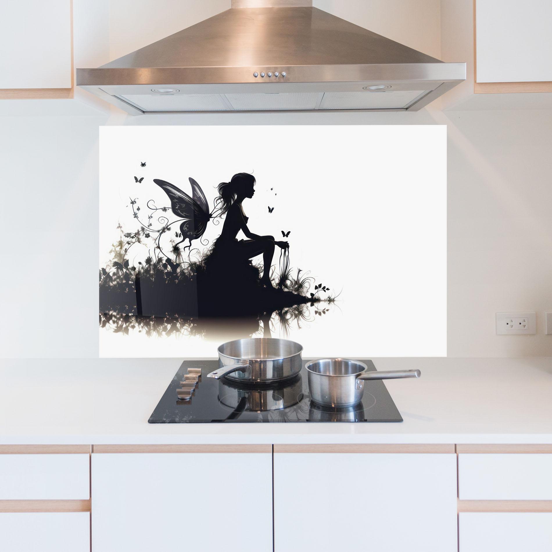 Konyhai üveg hátfal Butterfly Woman Shilouette mockup 5