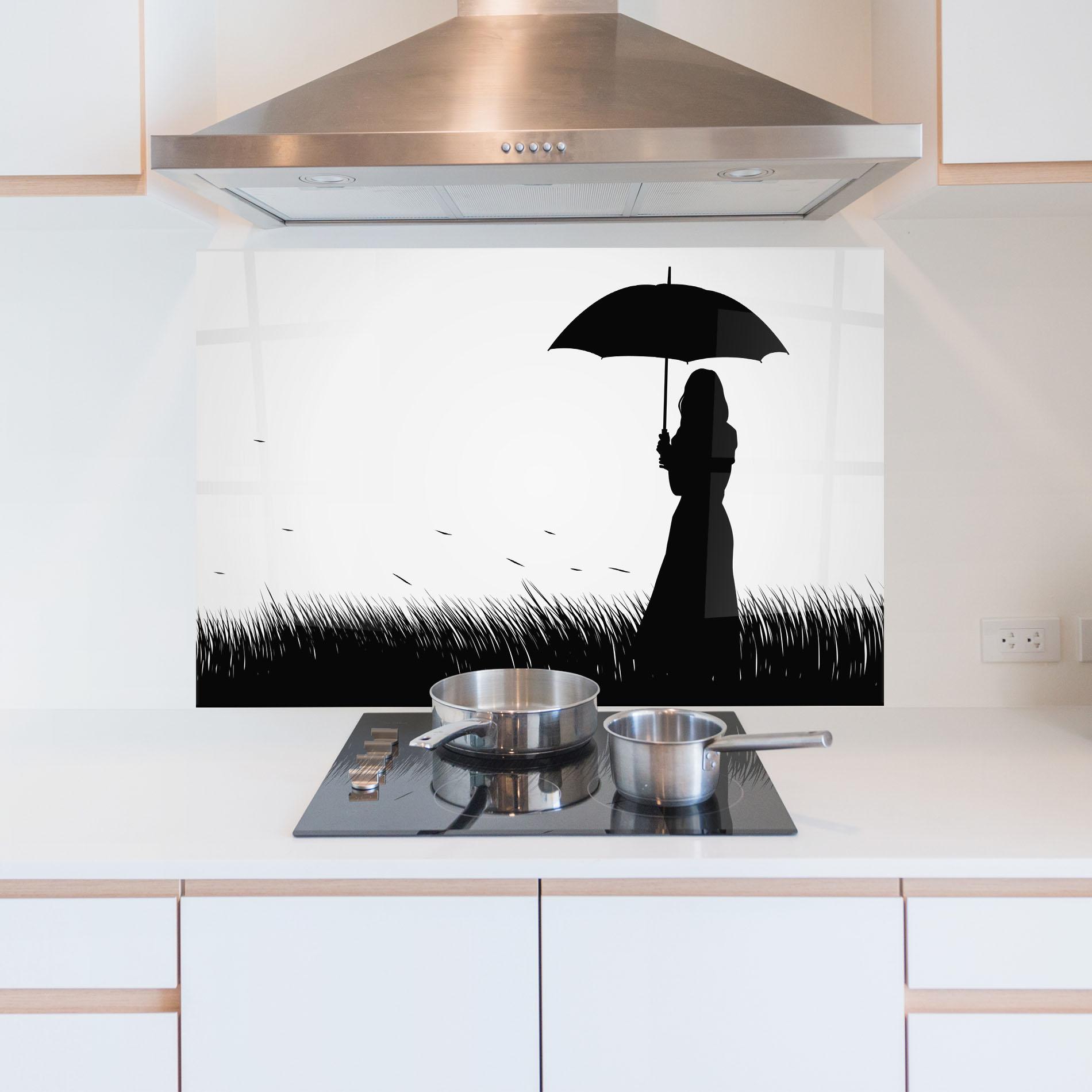 Konyhai üveg hátfal Umbrella Girl mockup 5