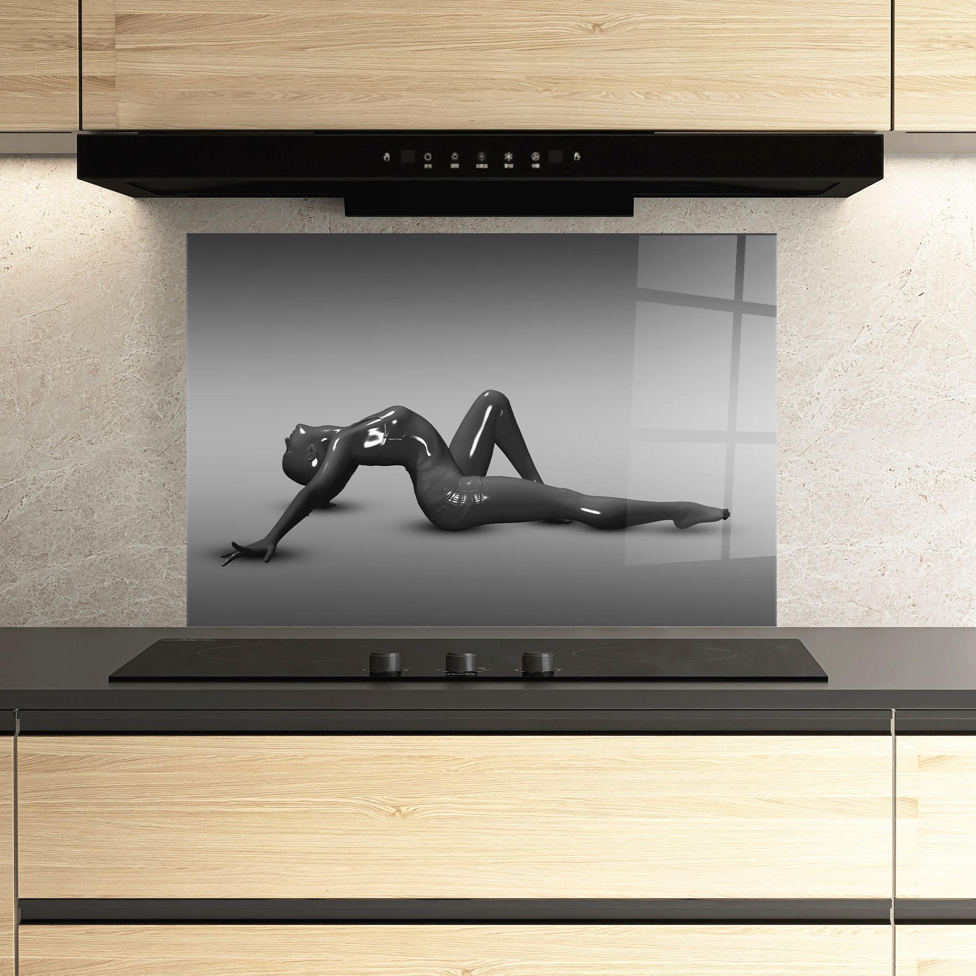 Konyhai üveg hátfal 3d Black Female mockup 3