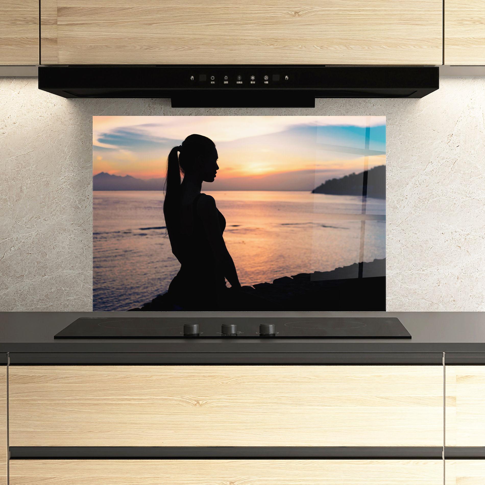 Konyhai üveg hátfal Beach Pretty View mockup 3