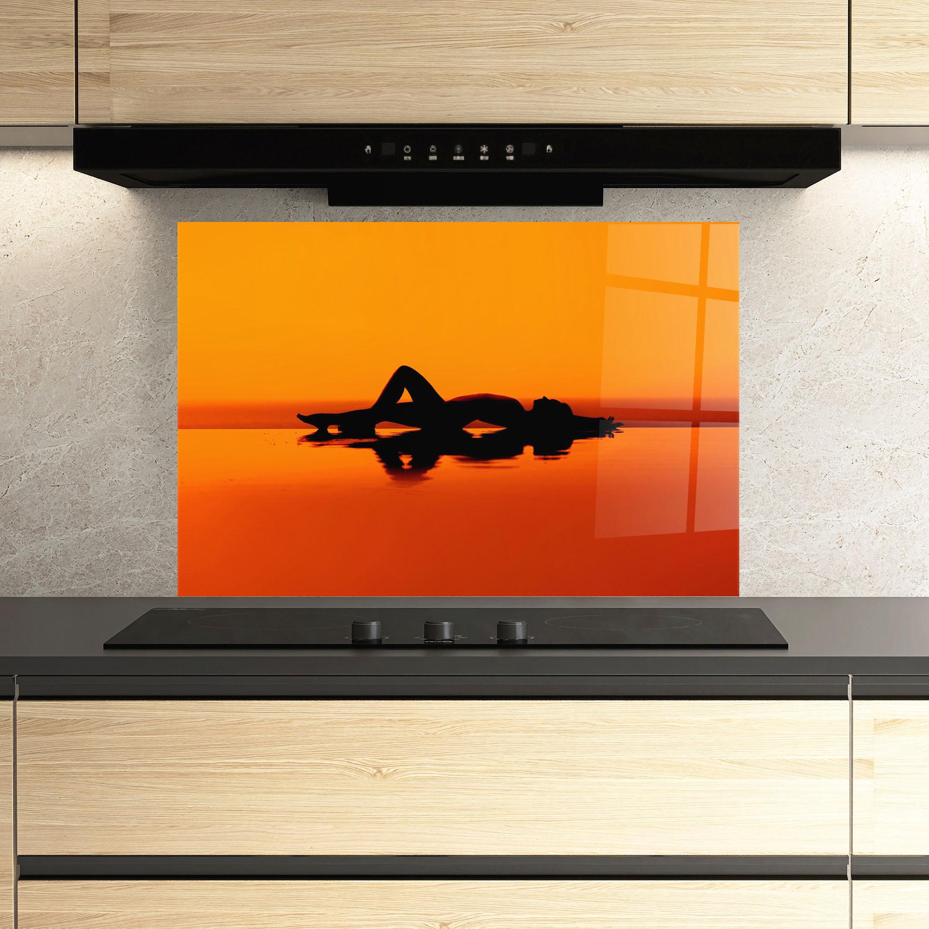 Konyhai üveg hátfal Pool Sunset mockup 3