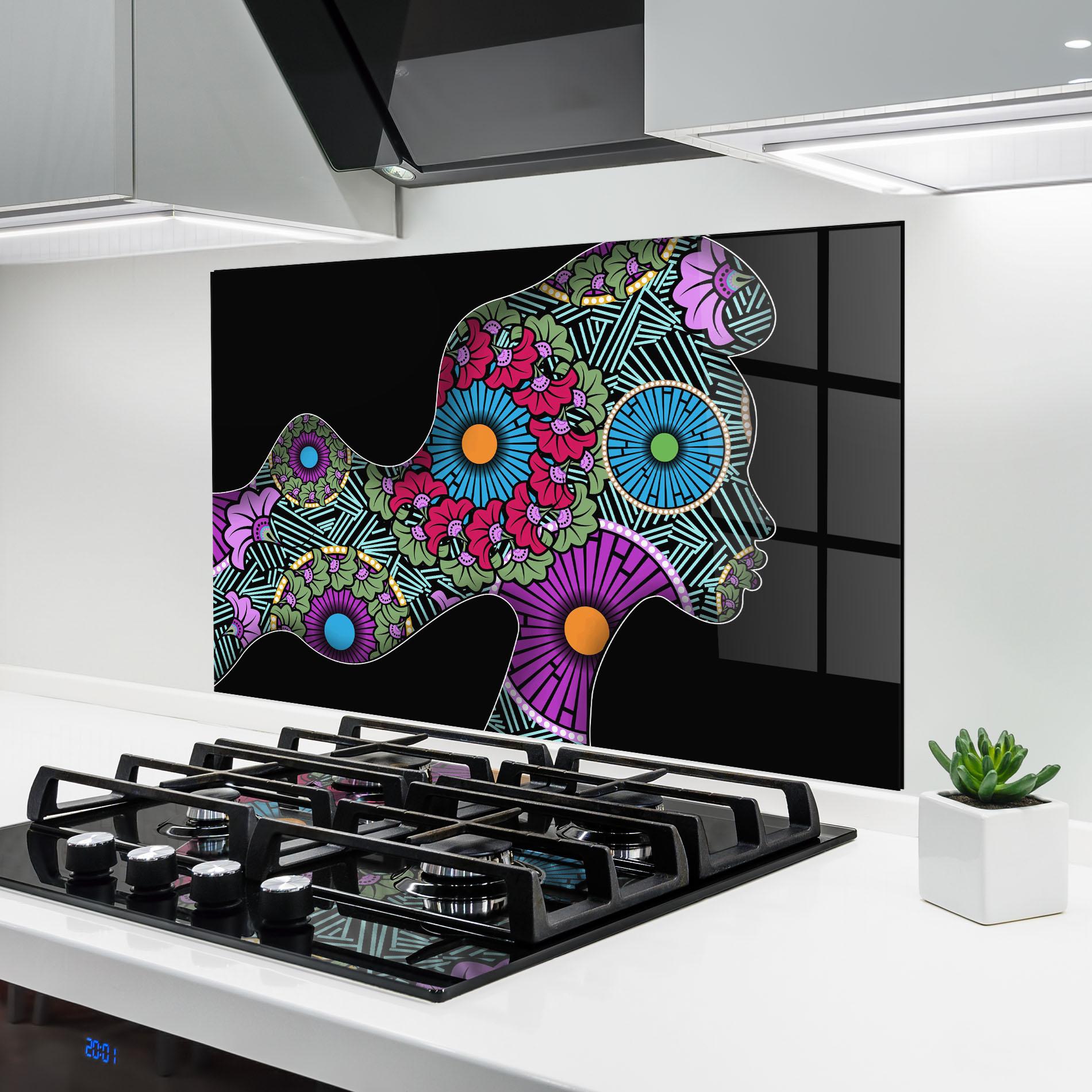 Konyhai üveg hátfal Colorful Shilouette mockup 6