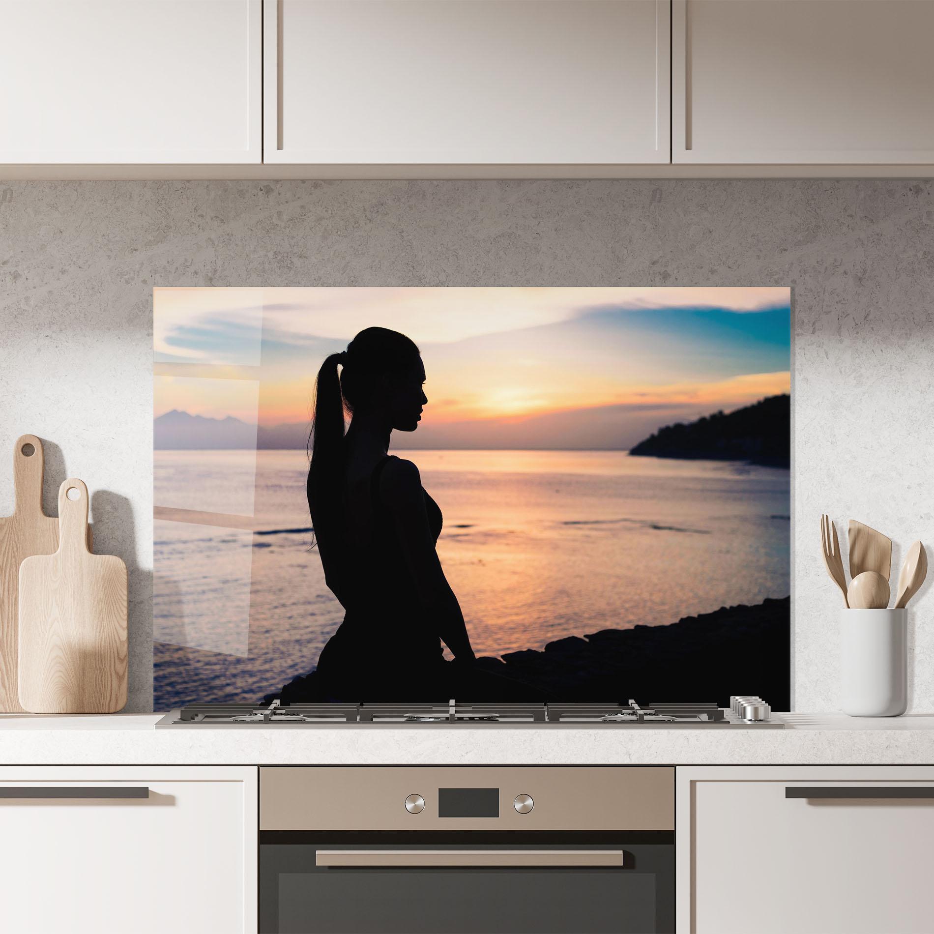 Konyhai üveg hátfal Beach Pretty View mockup 7