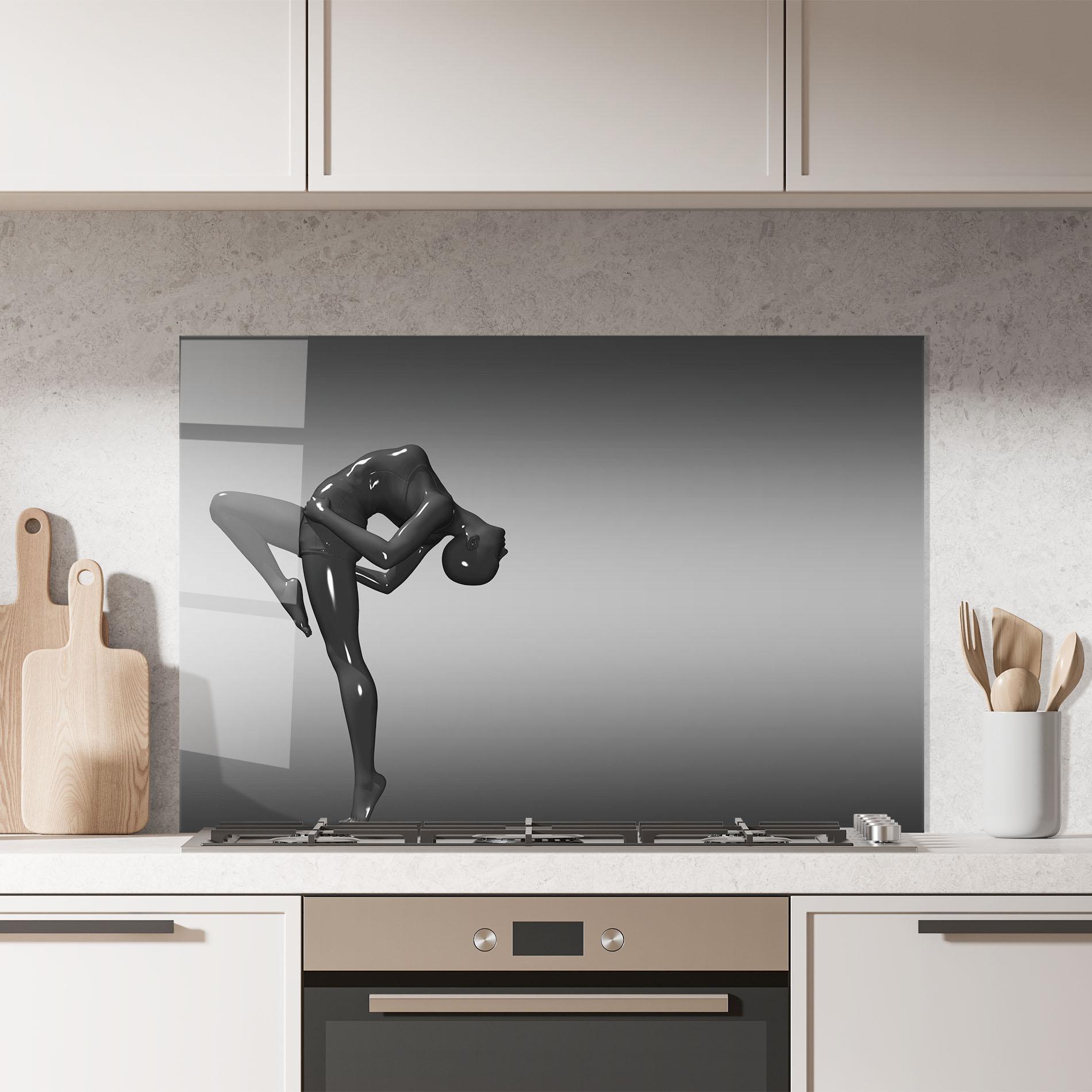 Konyhai üveg hátfal Black Glossy Female Dancer mockup 7