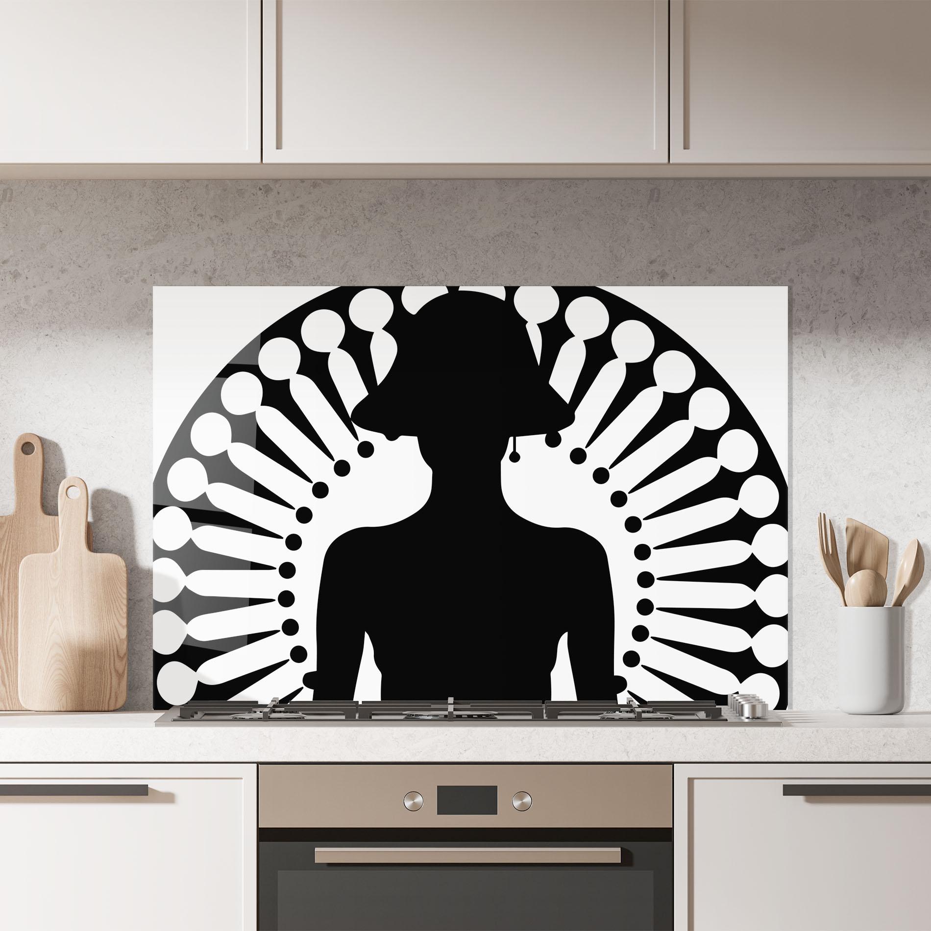 Konyhai üveg hátfal Black Shilouette Lady mockup 7