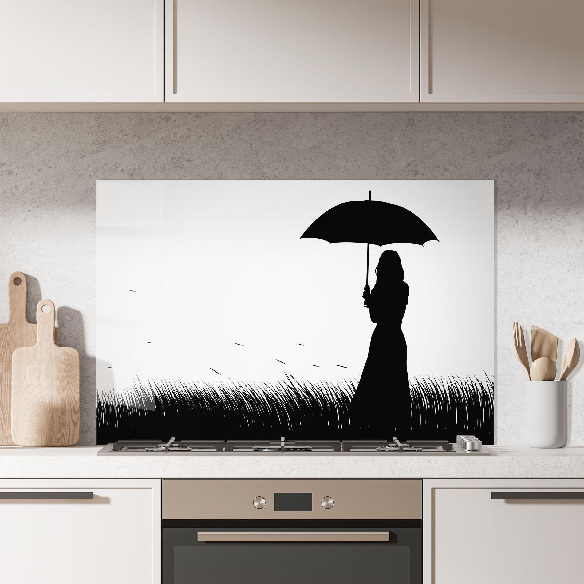 Konyhai üveg hátfal Umbrella Girl mockup 7