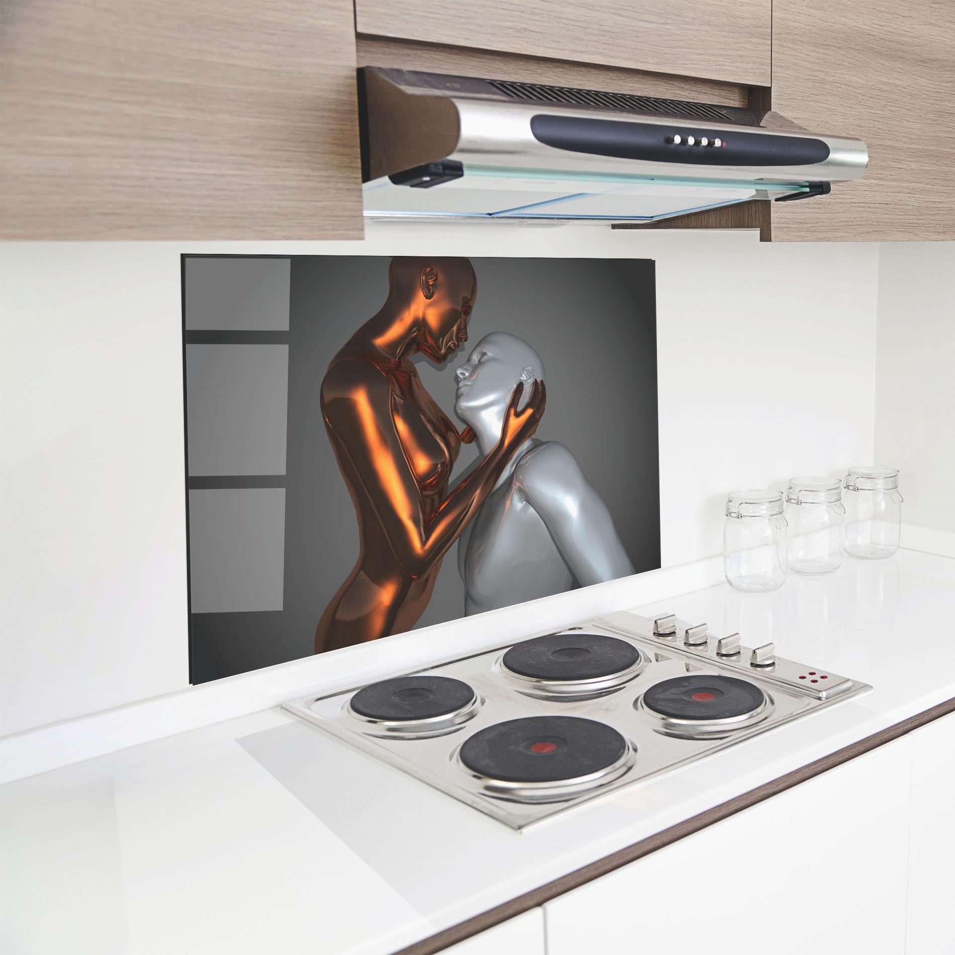 Konyhai üveg hátfal Gold Silver Couple mockup 8