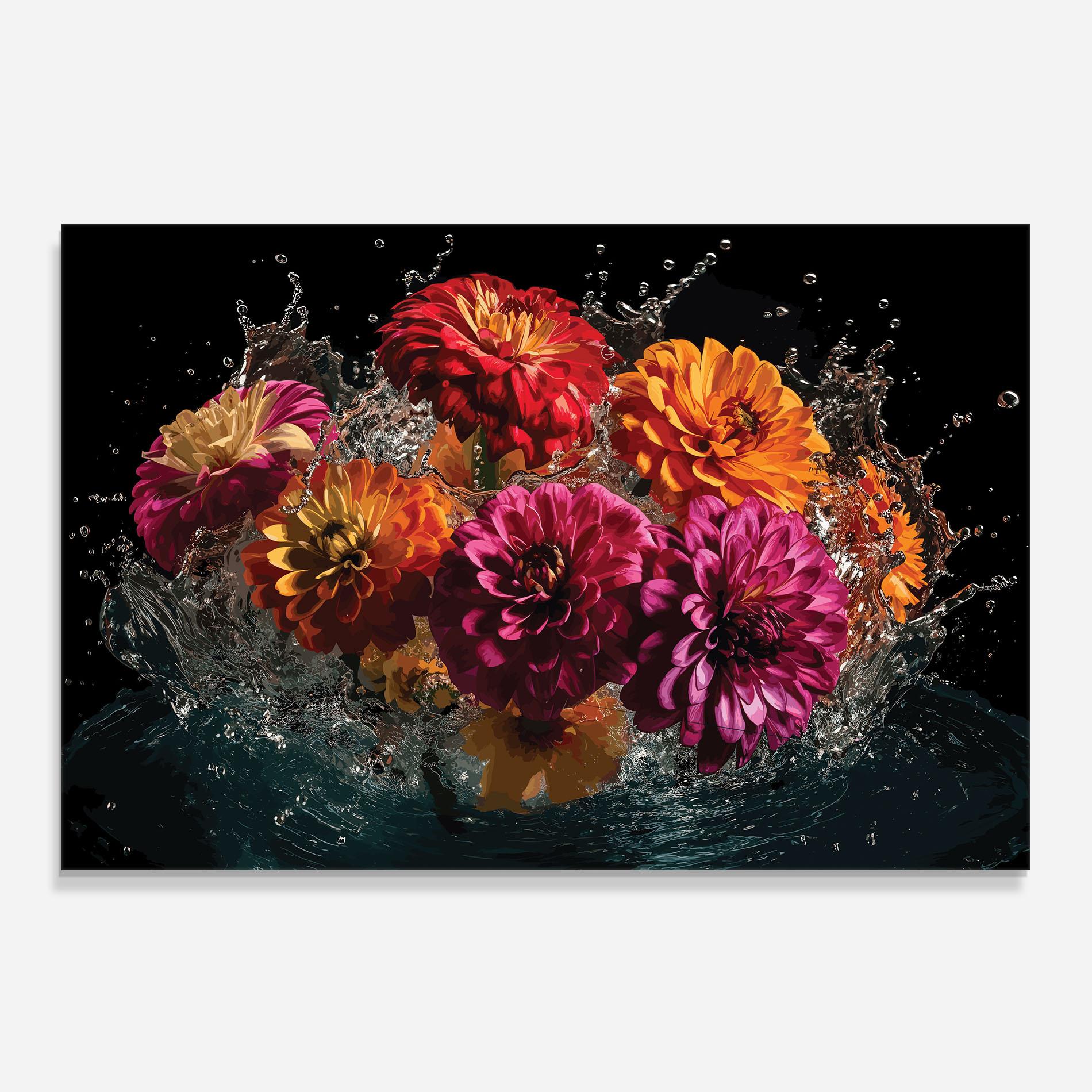 Konyhai üveg hátfal Flower Water Splash mockup 0