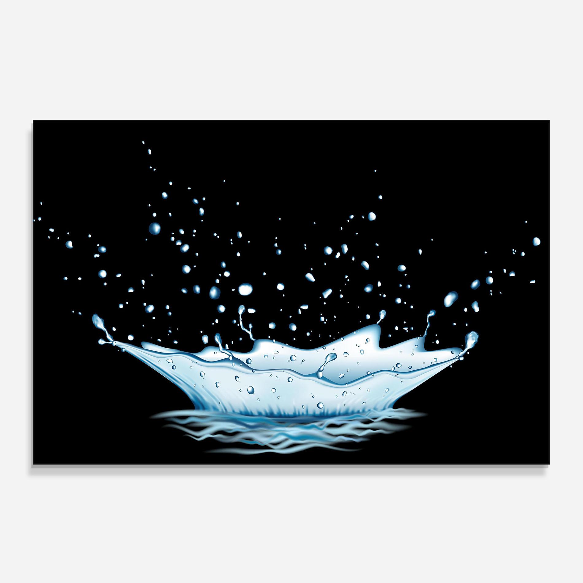 Konyhai üveg hátfal Water Splash On Black mockup 0