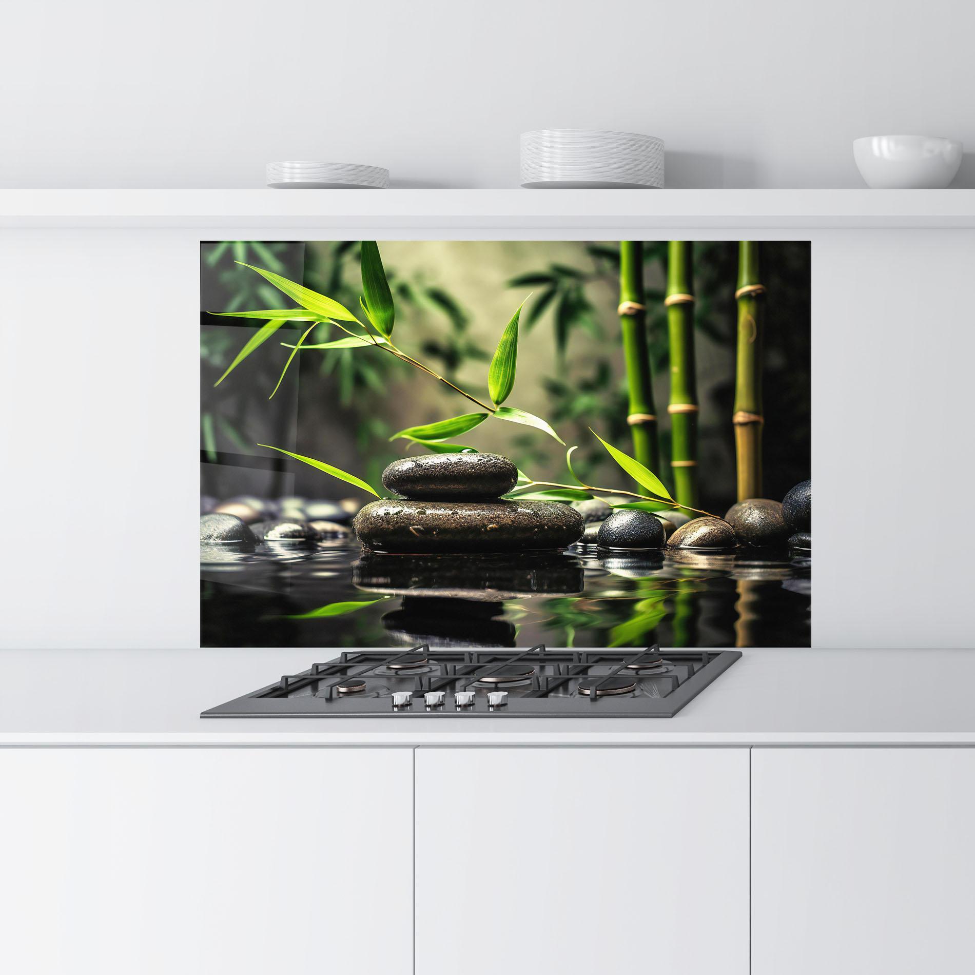 Konyhai üveg hátfal Bamboo Plant Water mockup 9