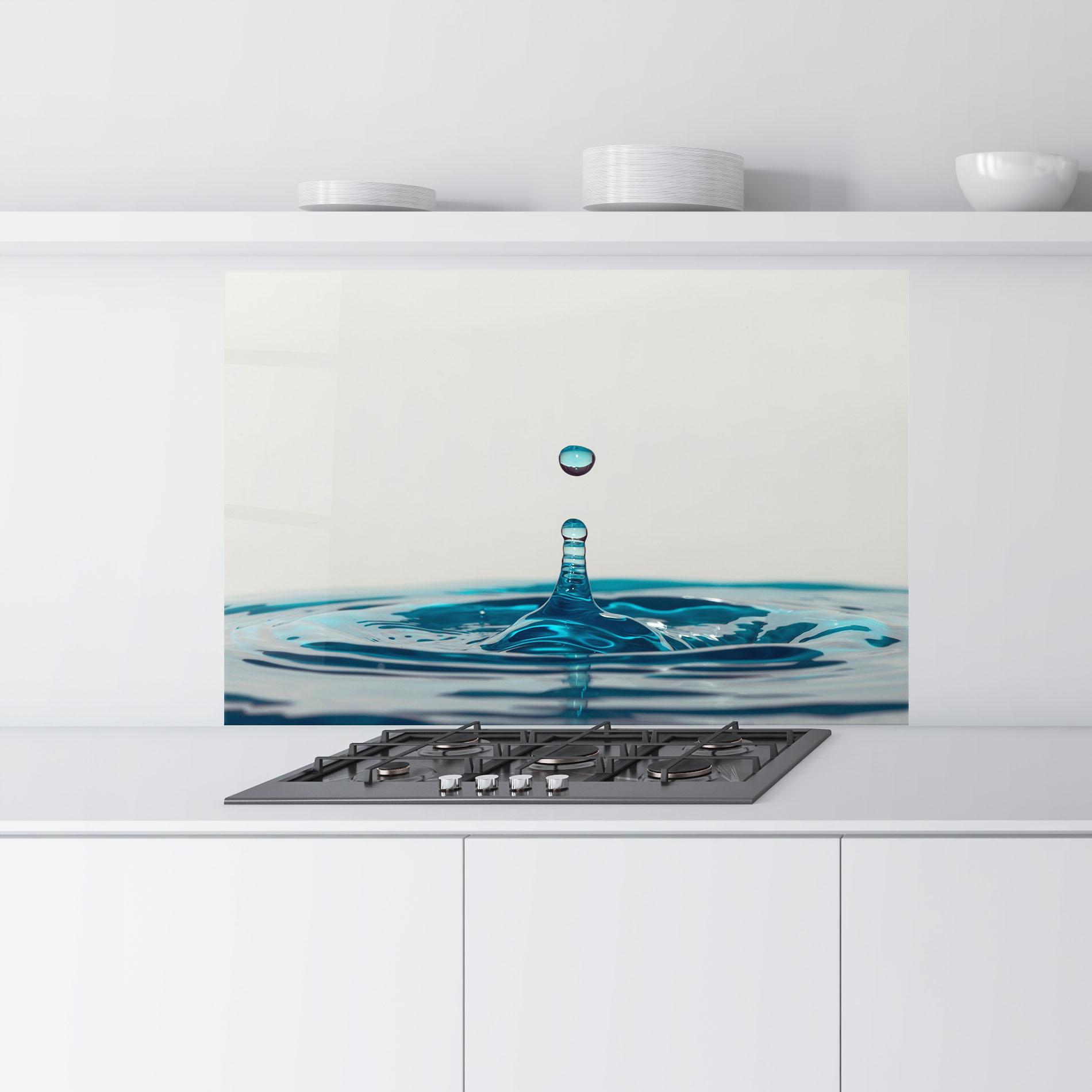 Konyhai üveg hátfal Blue Water Drop mockup 9