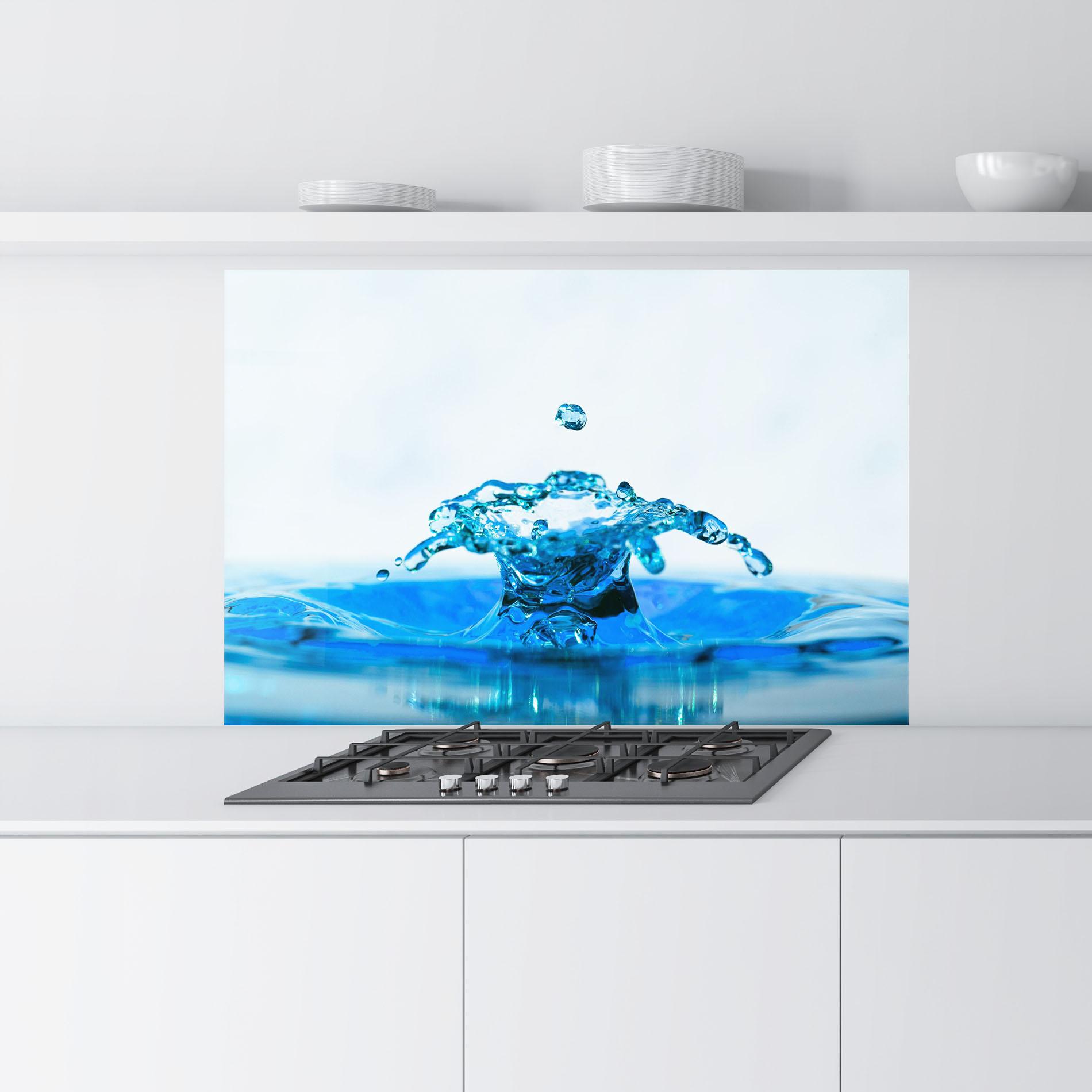 Konyhai üveg hátfal Blue Water Splash mockup 9