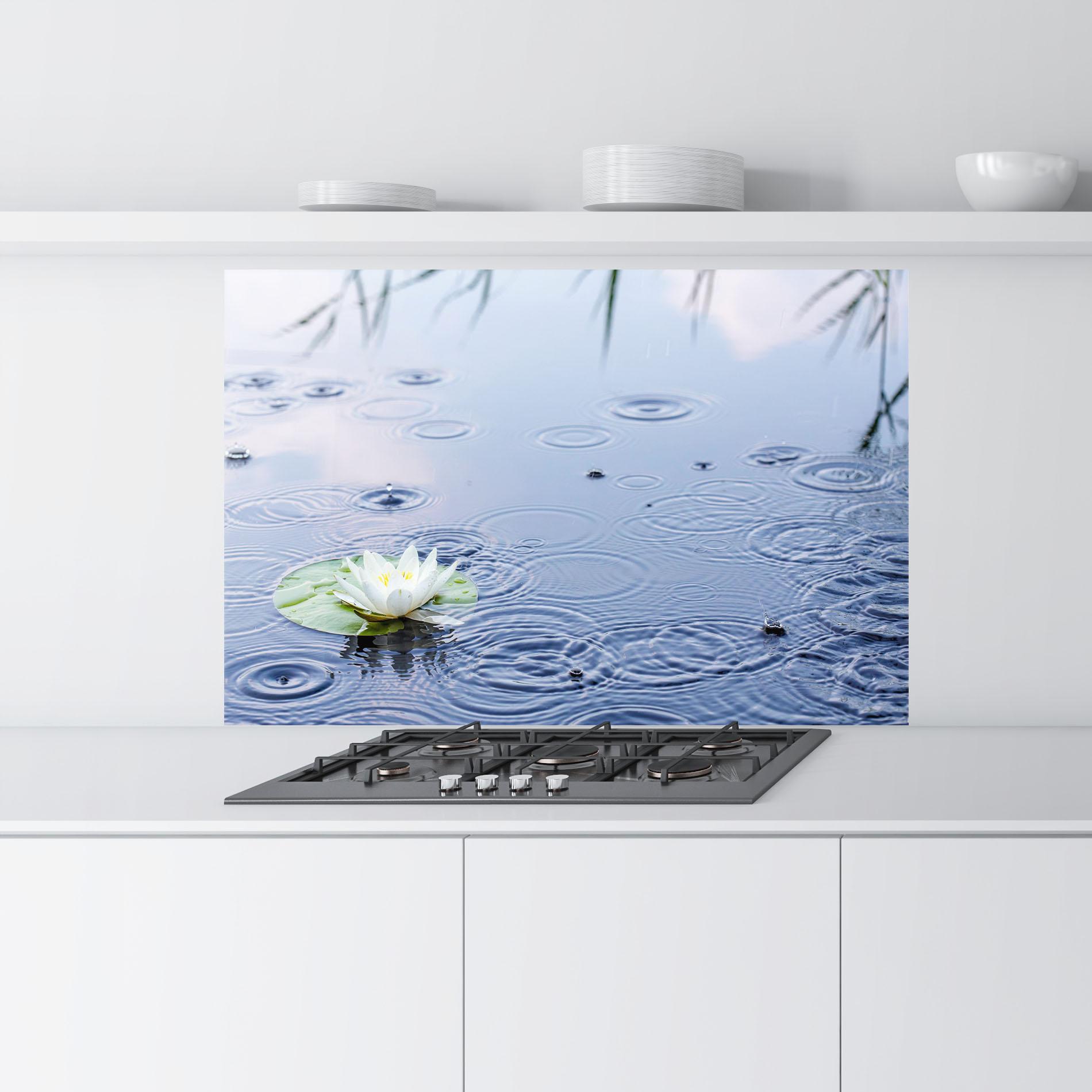 Konyhai üveg hátfal Clear Lake Rain mockup 9