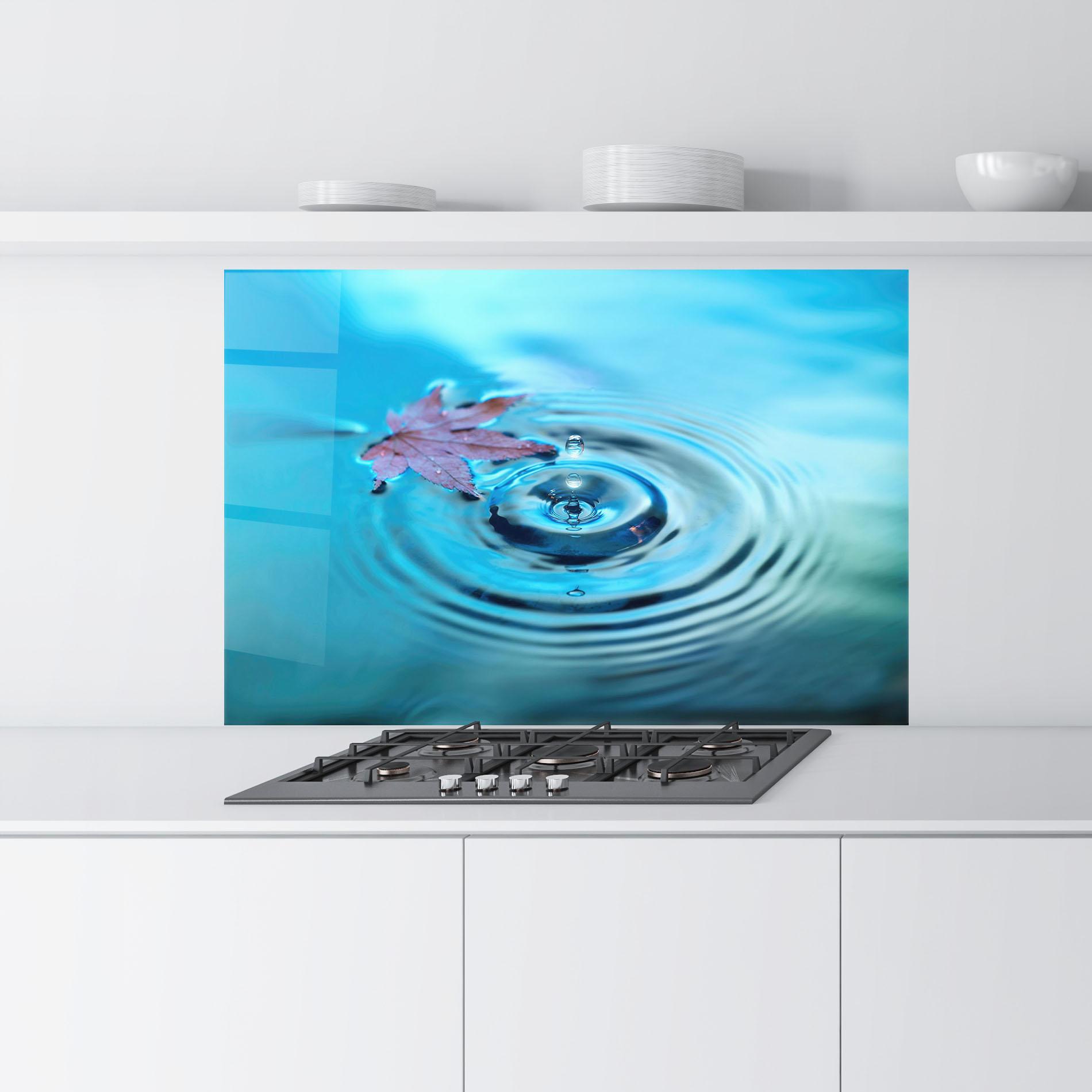 Konyhai üveg hátfal Red Leaf Floating mockup 9