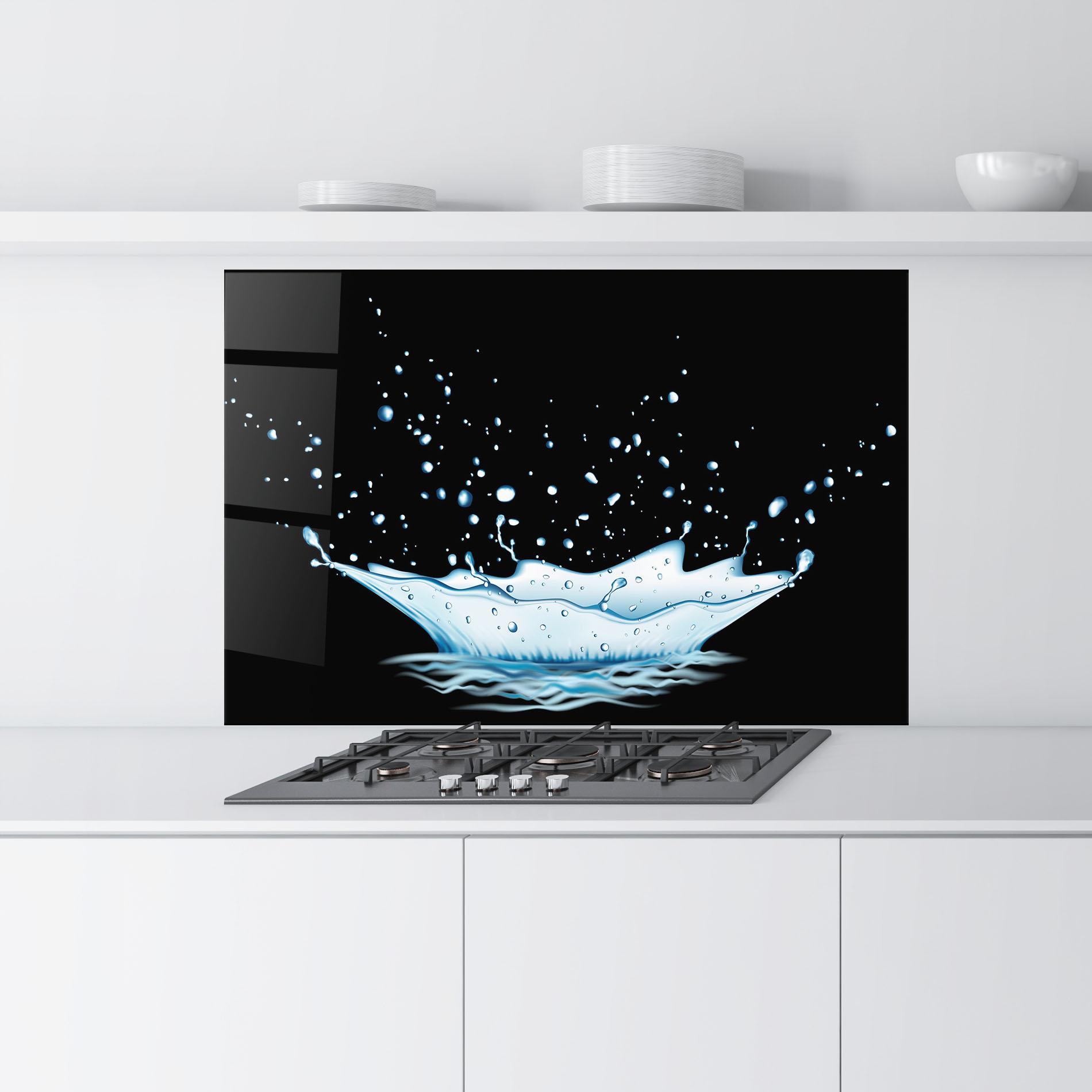 Konyhai üveg hátfal Water Splash On Black mockup 9