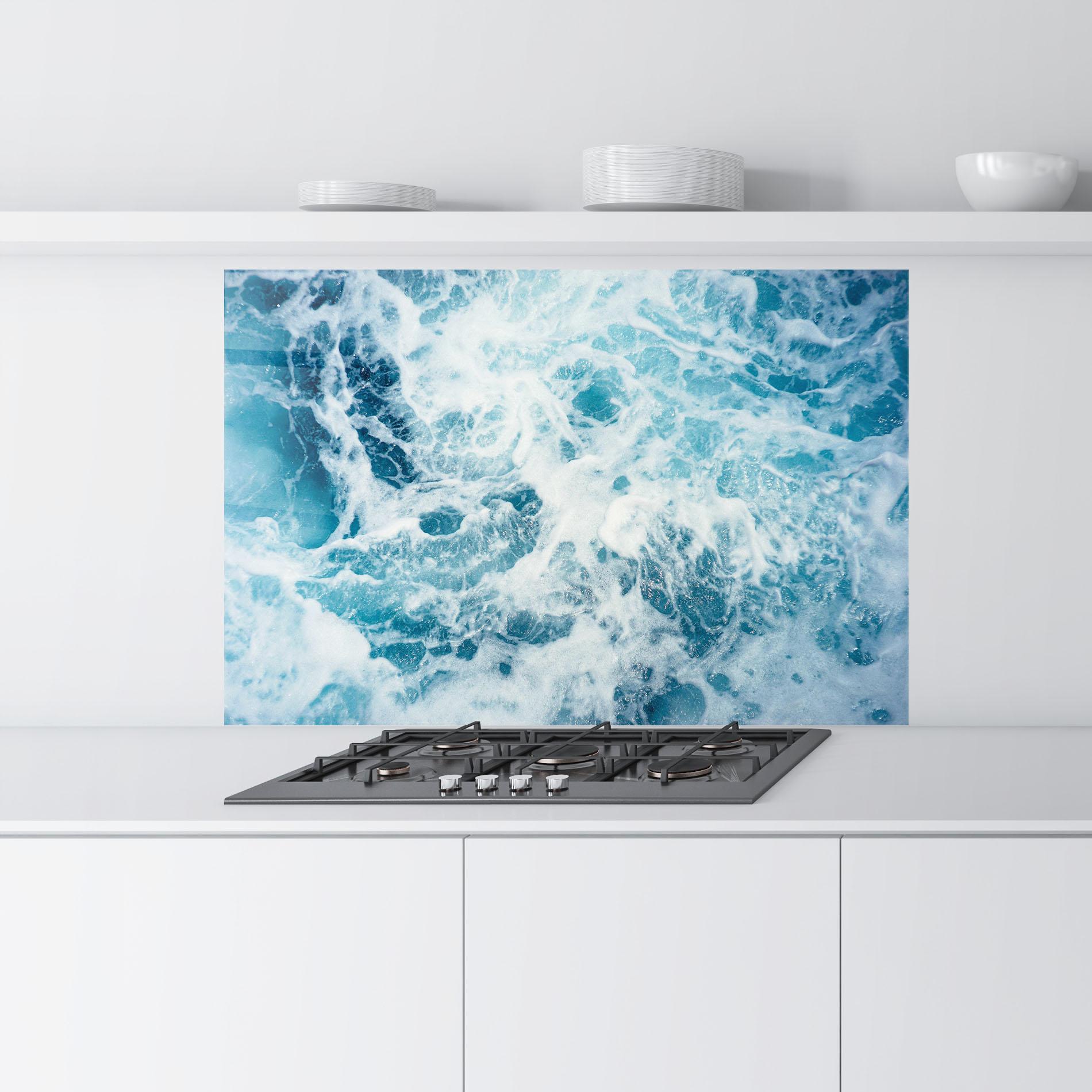 Konyhai üveg hátfal White Water Wave mockup 9