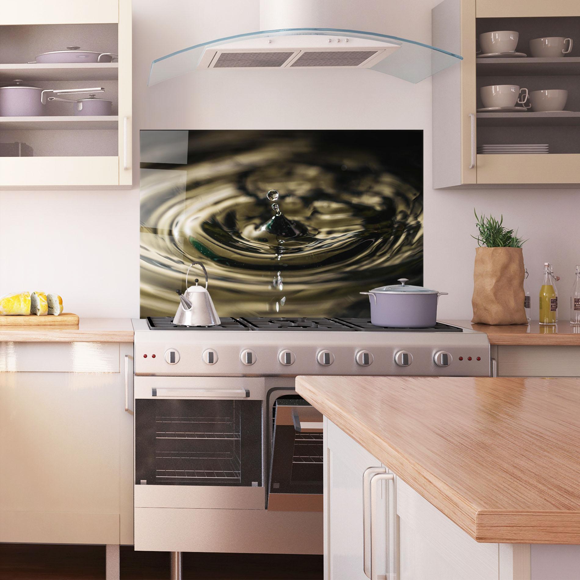 Konyhai üveg hátfal Brown Water Drop mockup 1