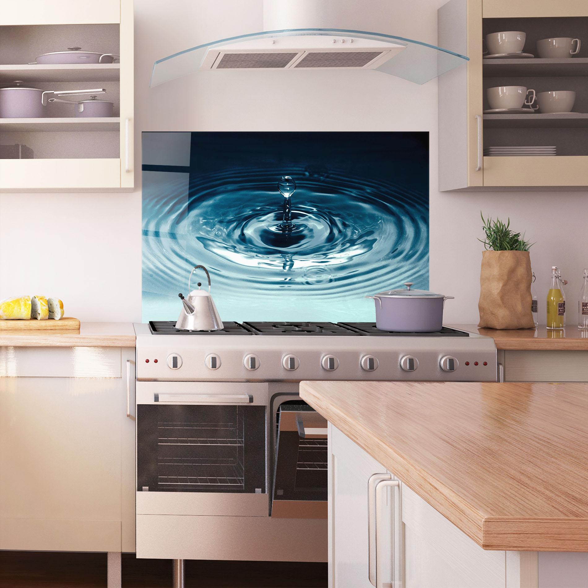 Konyhai üveg hátfal Dark Blue Drop mockup 1