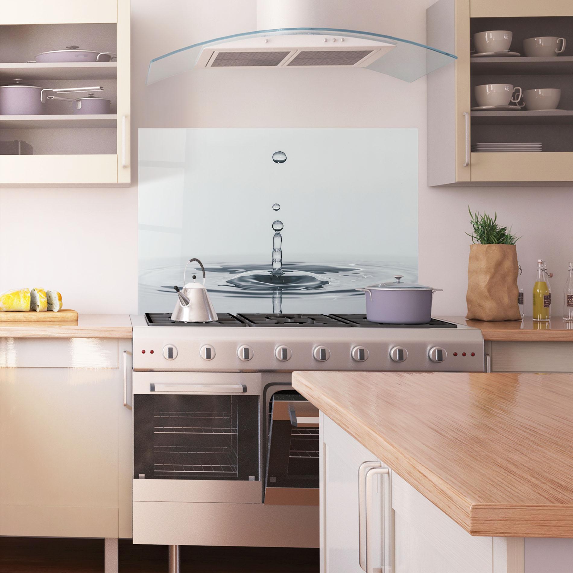Konyhai üveg hátfal Grey Water Drop mockup 1