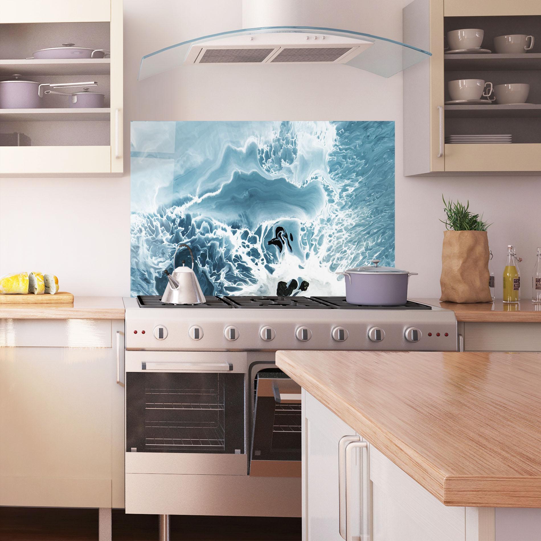 Konyhai üveg hátfal Light Blue Ocean mockup 1