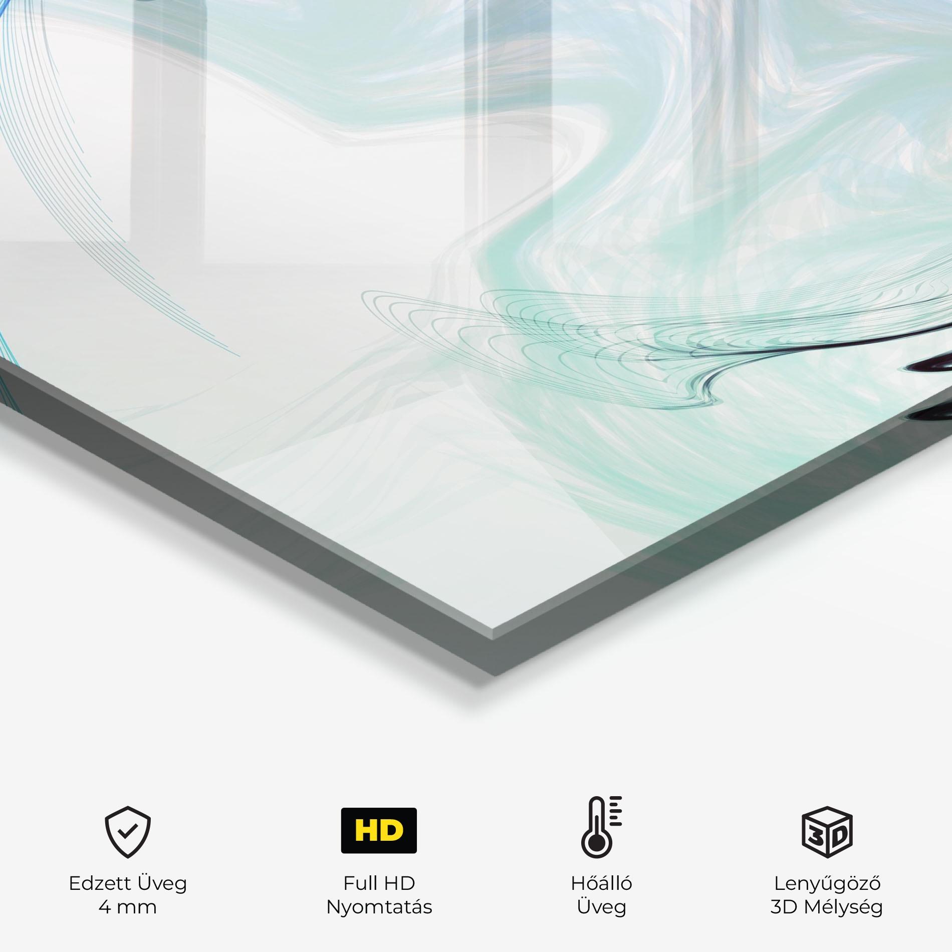 Konyhai üveg hátfal Blue Black Art mockup 2