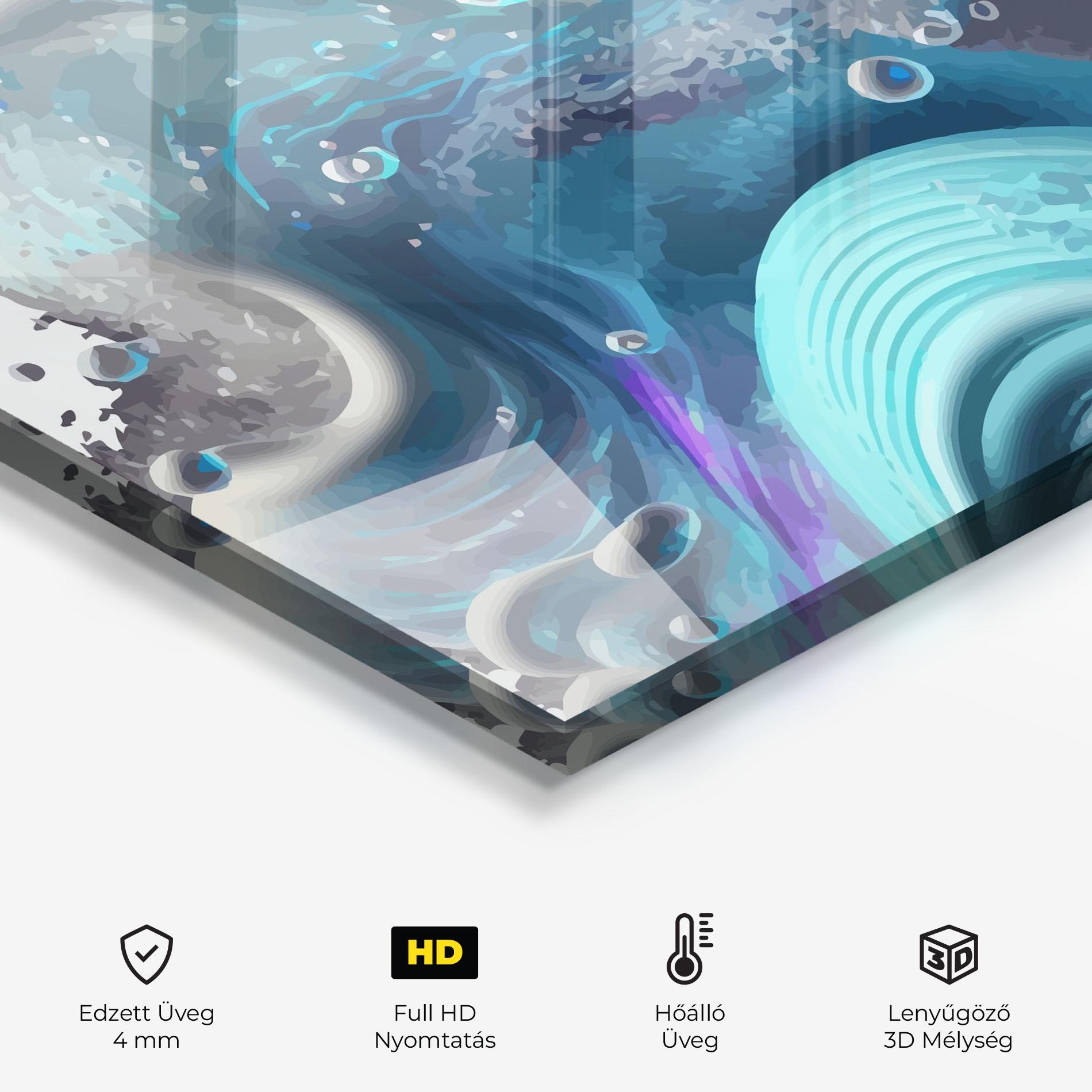 Konyhai üveg hátfal Blue Purple Water mockup 2