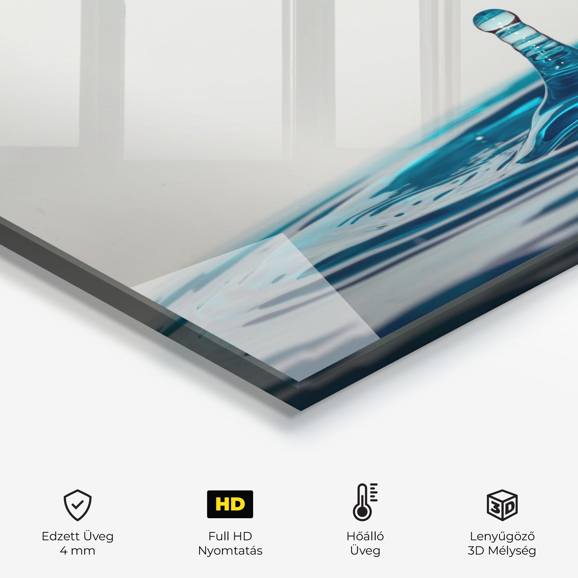 Konyhai üveg hátfal Blue Water Drop mockup 2