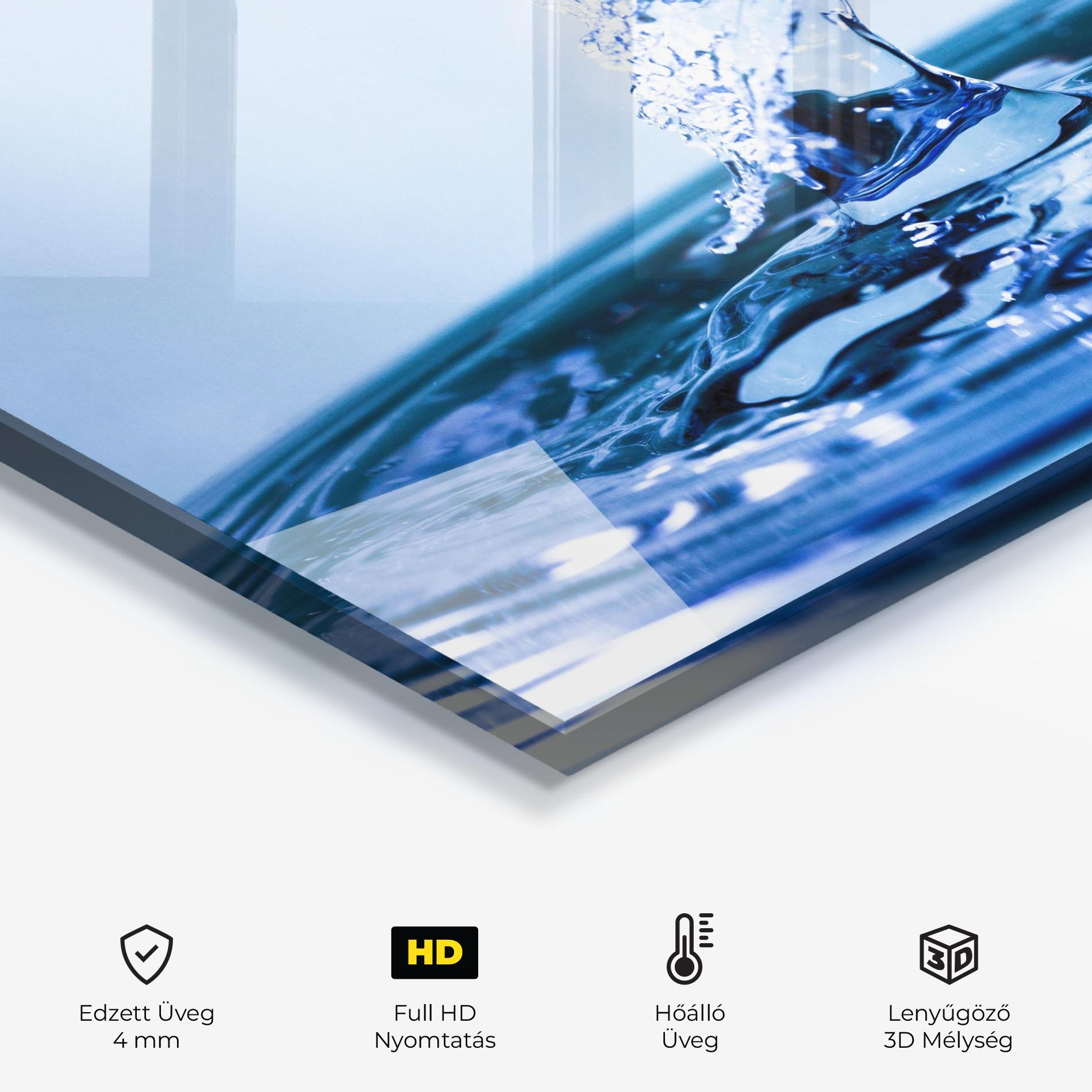 Konyhai üveg hátfal Clear Water Splash mockup 2