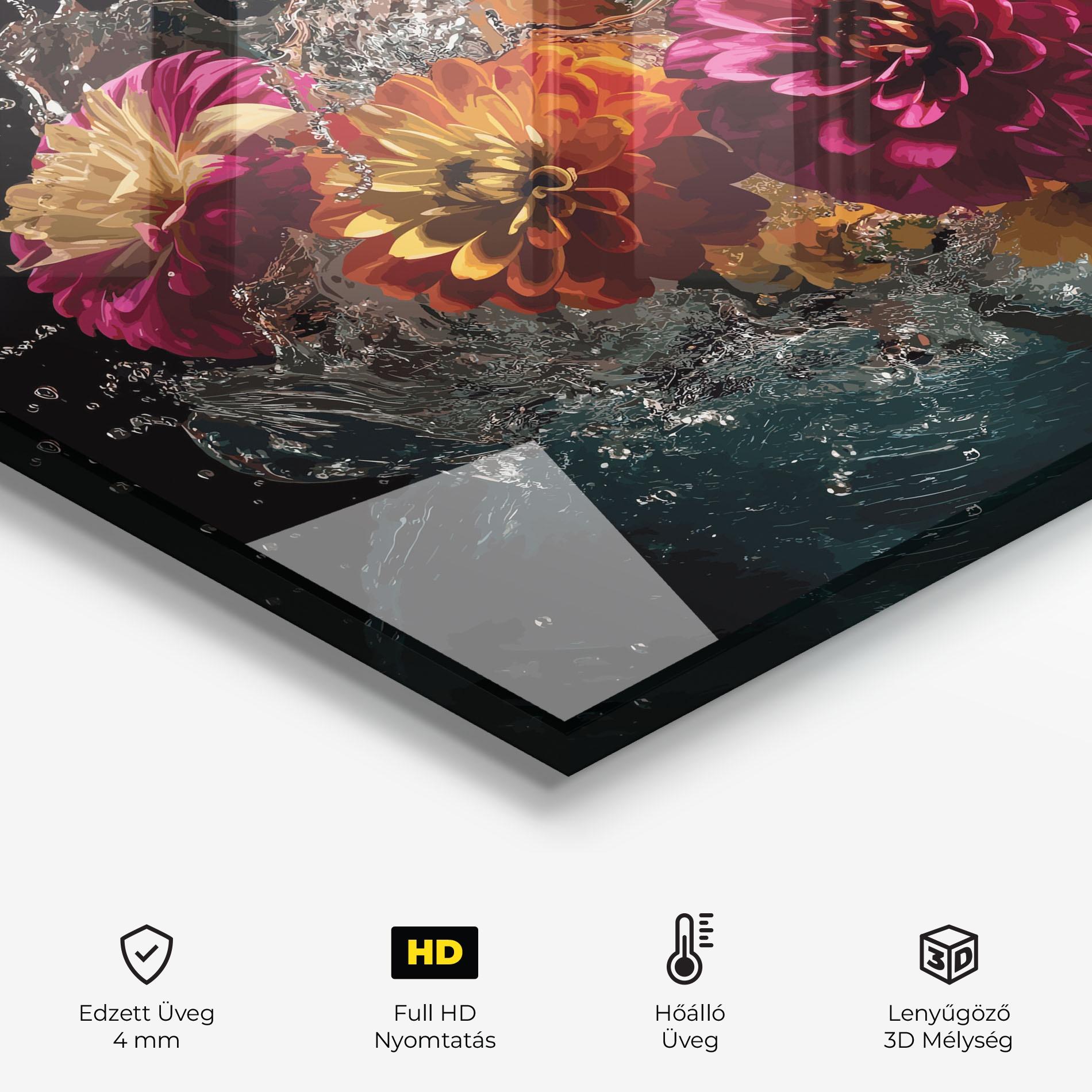 Konyhai üveg hátfal Flower Water Splash mockup 2