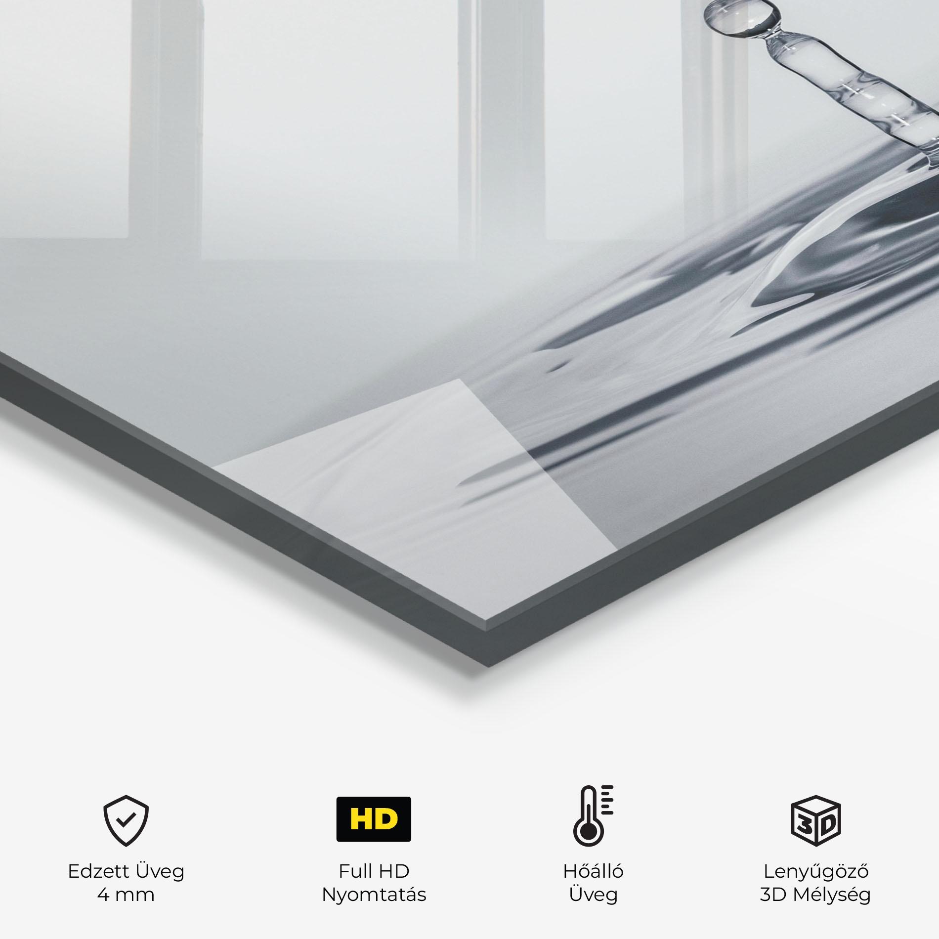 Konyhai üveg hátfal Grey Water Drop mockup 2