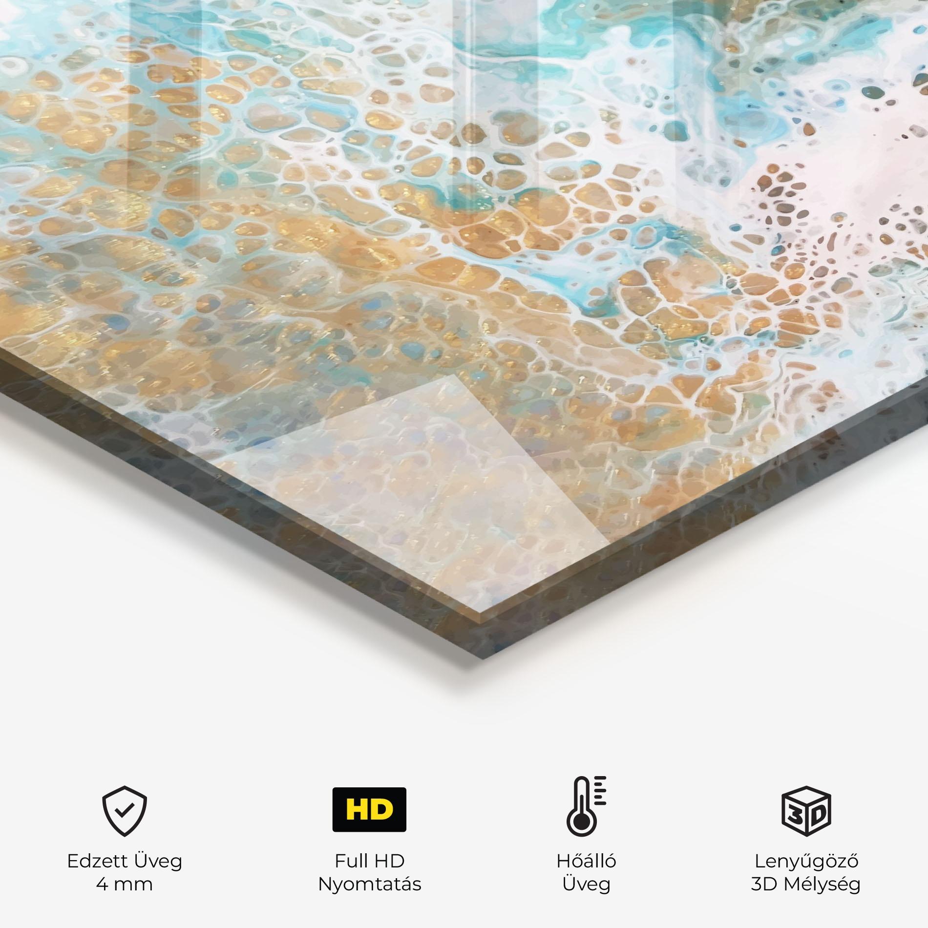 Konyhai üveg hátfal Ocean Gold Blue mockup 2