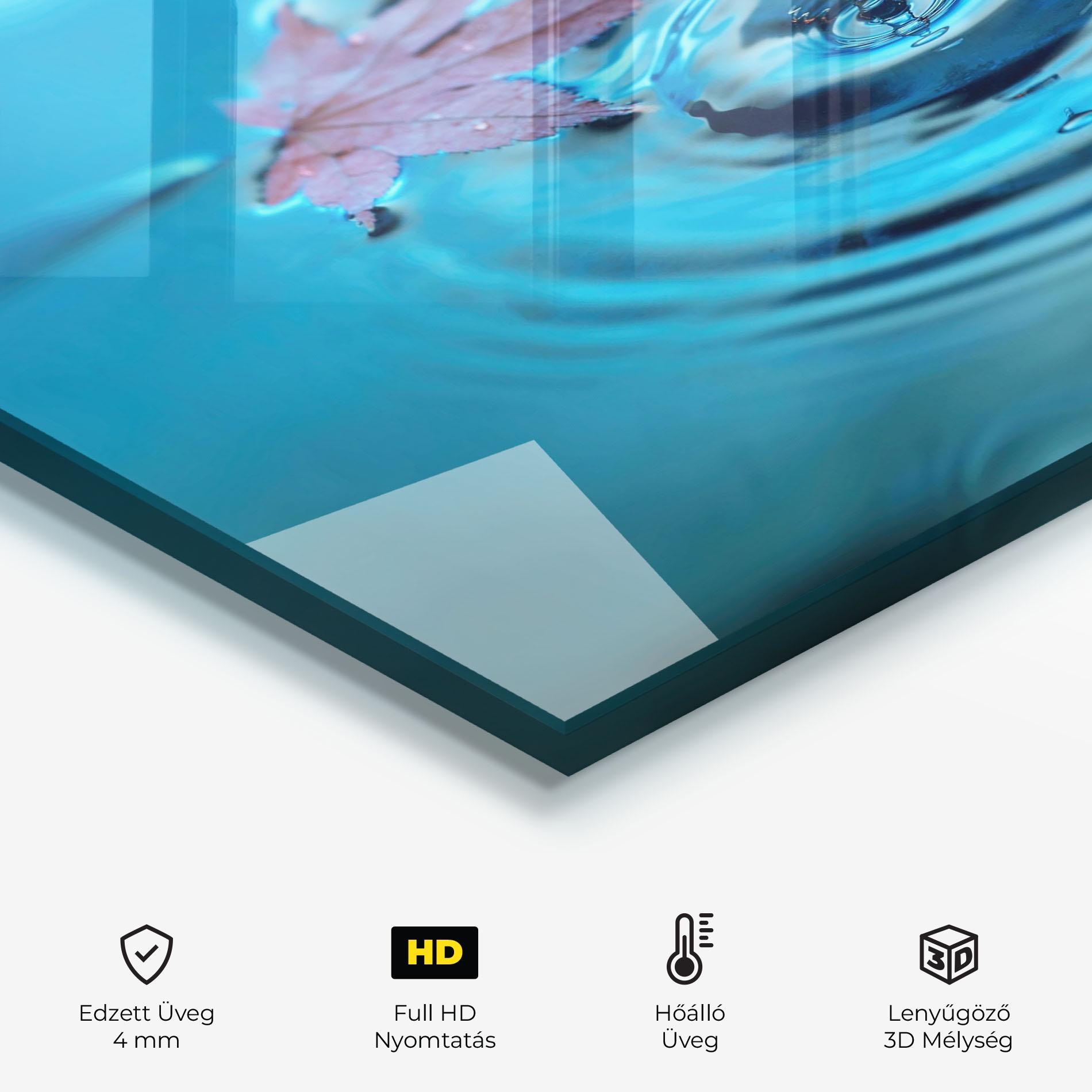 Konyhai üveg hátfal Red Leaf Floating mockup 2