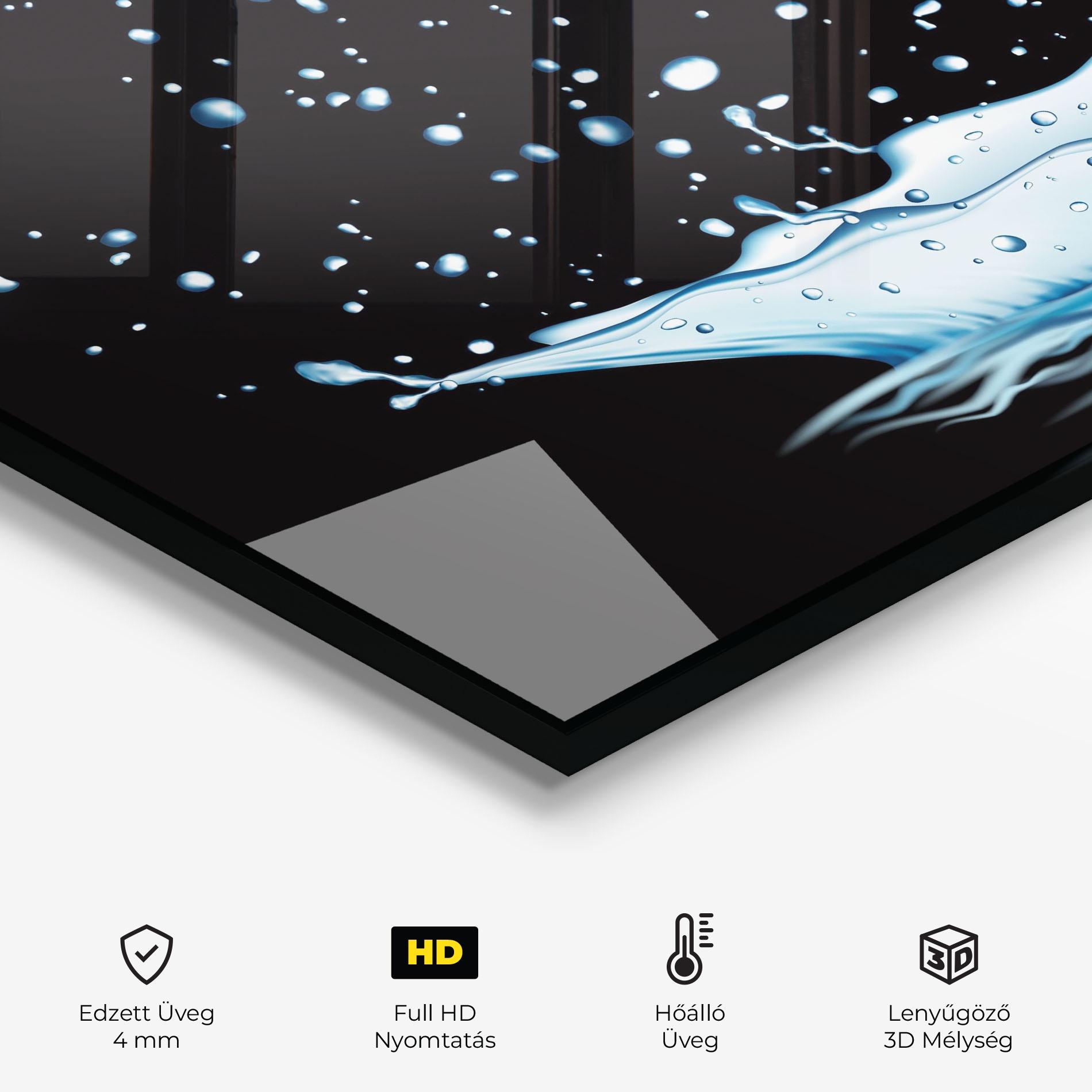 Konyhai üveg hátfal Water Splash On Black mockup 2