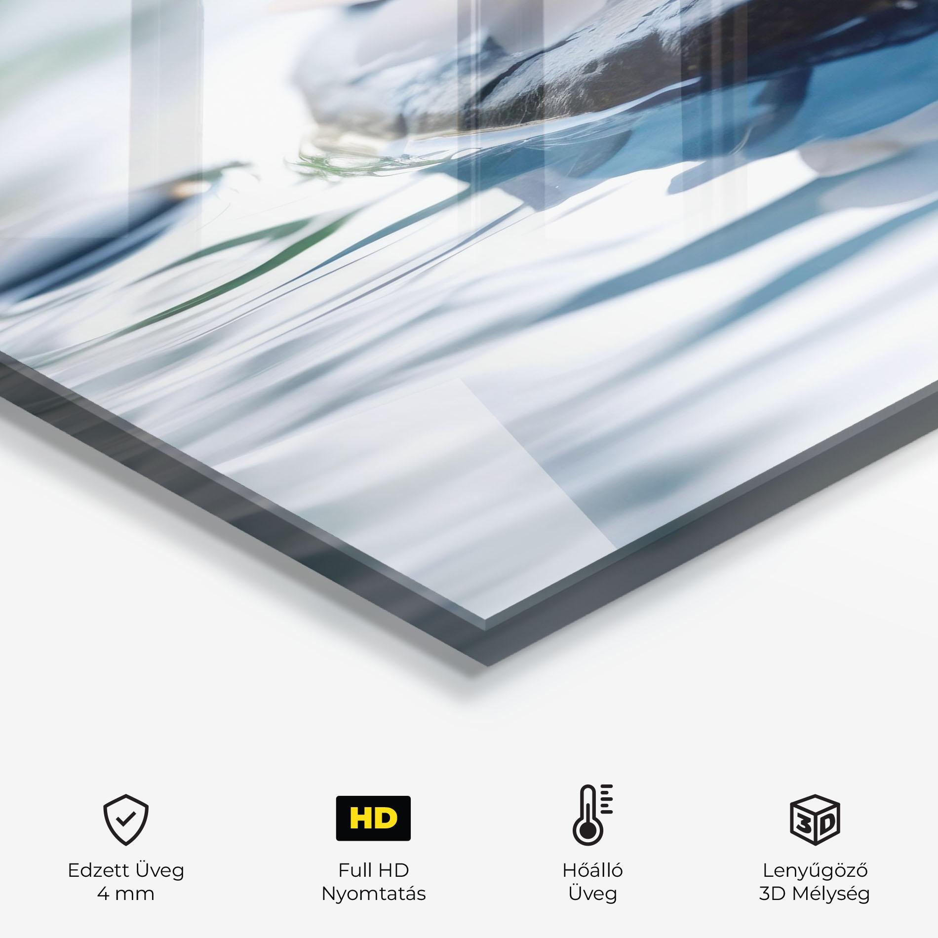 Konyhai üveg hátfal Water White Flowers mockup 2