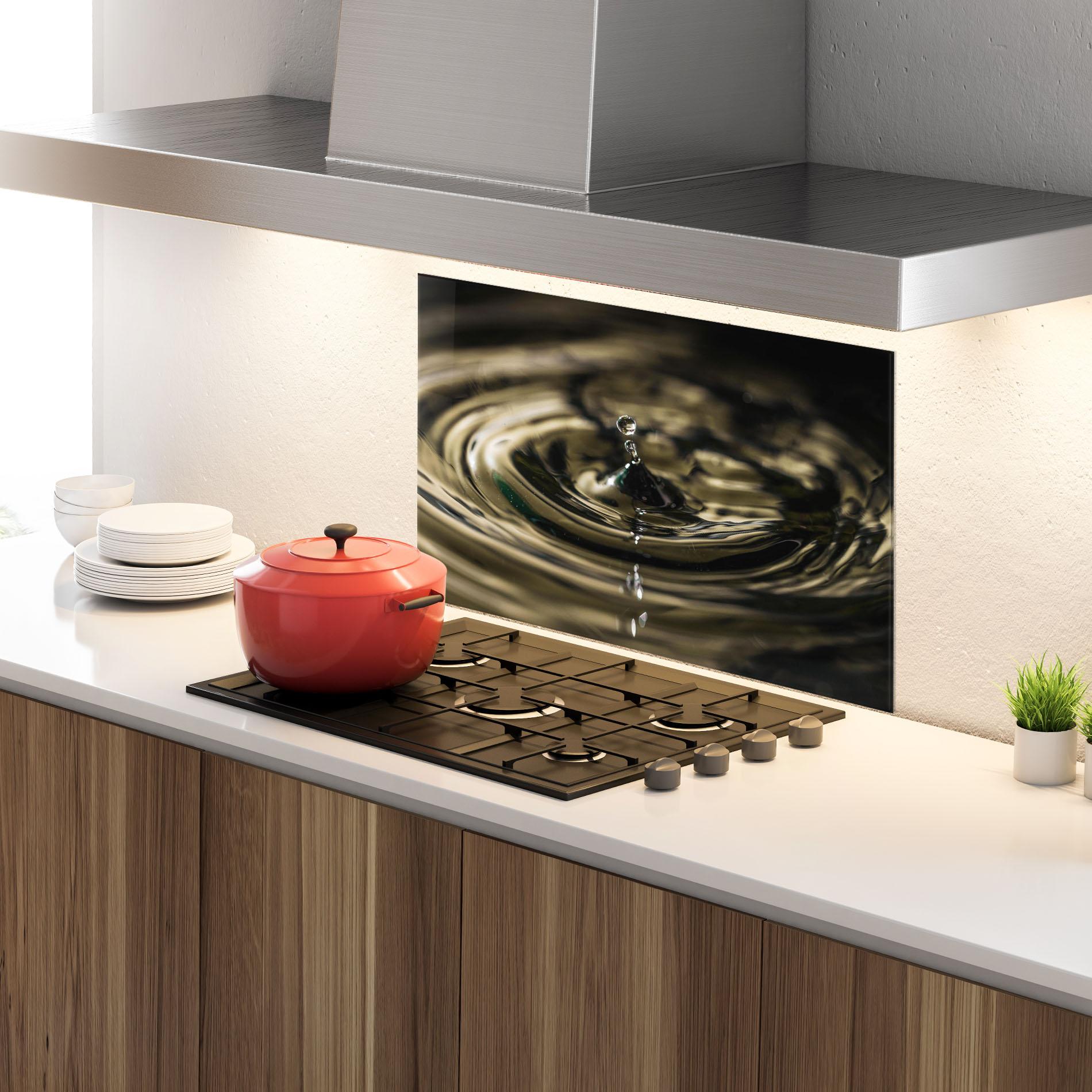 Konyhai üveg hátfal Brown Water Drop mockup 4
