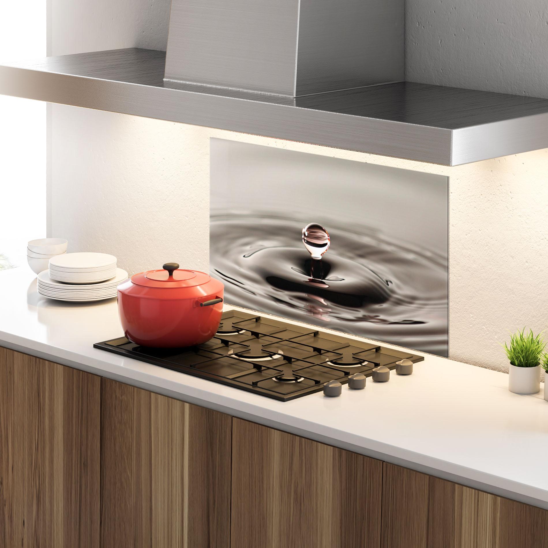 Konyhai üveg hátfal Close Red Water Drop mockup 4