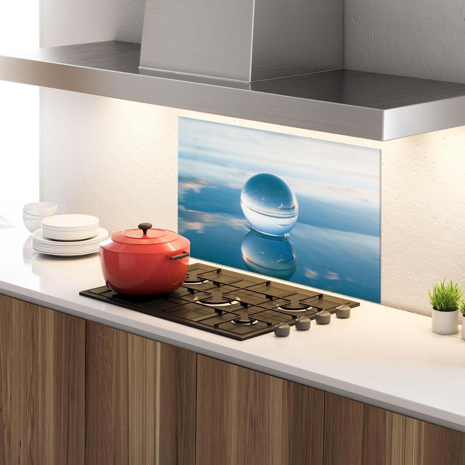 Konyhai üveg hátfal Crystal Ball Reflecting mockup 4